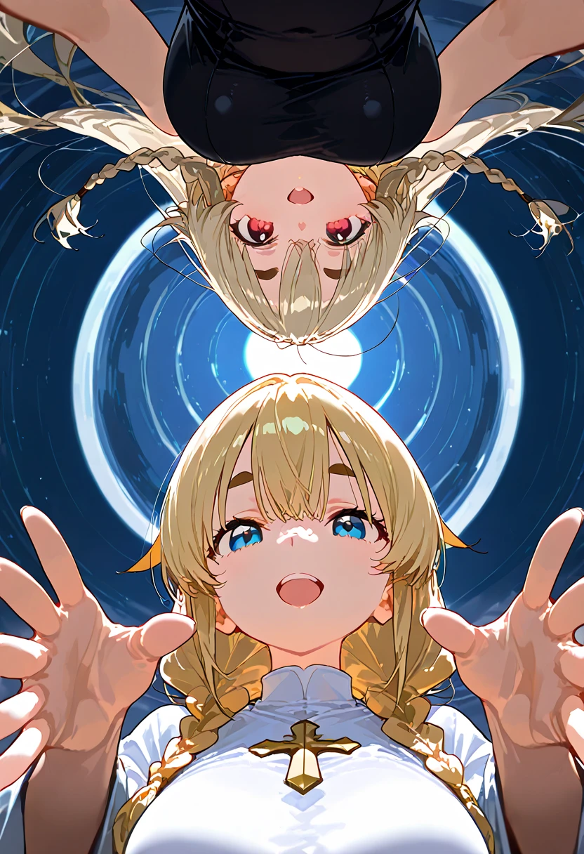 (1girl as the priestess), (solo:1.5), blonde hair,pov hands, irrumatio,, masterpiece, best quality, highly detailed