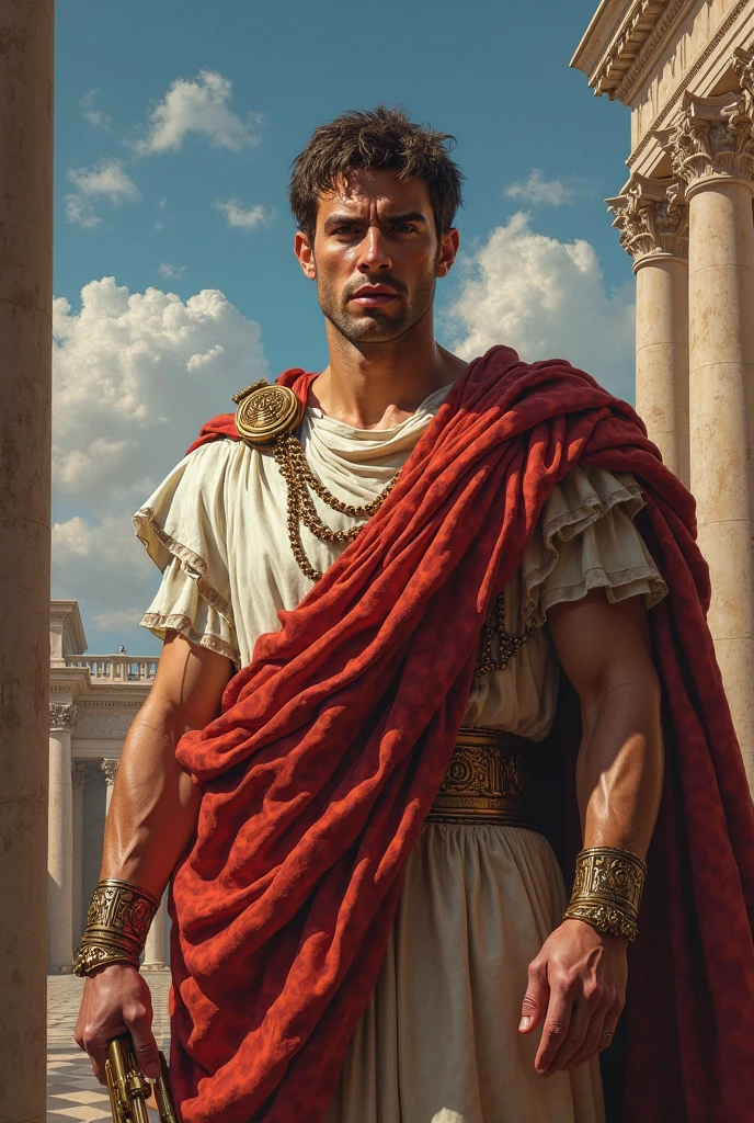 middle-aged man, Gaius Julius Caesar, Roman Consul, detailed clothes, Roman noble clothes, Roman parliament, Roman republic, (Delicate illustration: 1.4), (Masterpiece: 1.0), (Best quality: 1.4), (Ultra high resolution: 1.2), (Photorealistic: 1.4), (8k, RAW photo: 1.2), (soft focus: 1.4), (38 years: 1.3), (sharp focus: 1.4), detailed face, (dark short hair), laurel wreath --auto --s2
