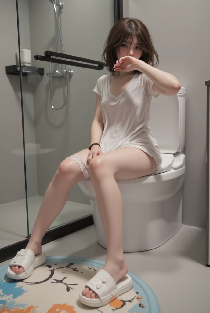 ((((Best Quality, 8K, 32K, masterpiece, 1.2)))),{{solo}},,{{{Artist: EUPHORIA's style}}},((perfect beautiful face:1.2)), public toilet in train, wearing , standing, peeing against men's toilet, leaking pee from pussy, half visible vivid pussy, ((public hairs:1.2)), defiant look, embarrassed, ((from below:1.2)),