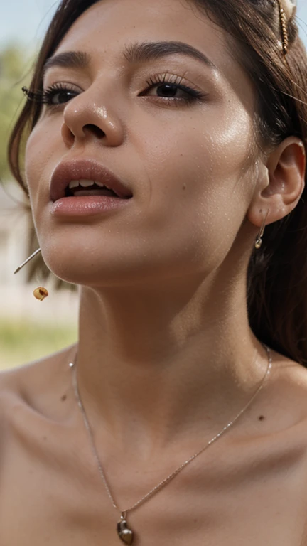 a close up of a woman wearing a pair of earrings, an earring, earings, earring, with small studded earings, earrings, inspired by Évariste Vital Luminais, 20k, golden earrings, by Jan Rustem, ear, inspired by Jean Arp, rendering, glowing accents, eero aarnio, very realistic, orange metal ears, (masterpiece:1.2) (photorealistic:1.2) (bokeh:1.2) (best quality) (detailed skin:1.3) (intricate details) (8k) (HDR) (cinematic lighting) (sharp focus)