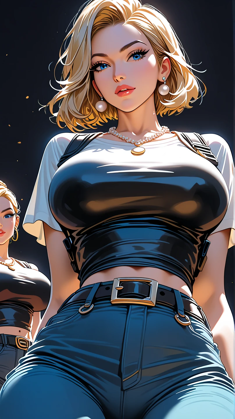 (((1 girl, Niedlich, (Huge breasts:1.2), Jeansjacke, white top, Jeans, Handschuhe, blond, kurzes Haar, Bob-Haare, seitlich gescheiteltes Haar, blaue Augen))), (((blondes Haar))),
dynamische Posen, Manga-Stil, Darstellung einer Gruppe von Charakteren in verschiedenen Actionszenen, from intense battles to lighthearted moments, with dramatic speed lines and powerful sound effects, Die Spannung und Energie der Geschichte einfangen, Laser beams from the palm of your hand, Attack with your palm forward, Yellowstone Park, Grand Canyon,