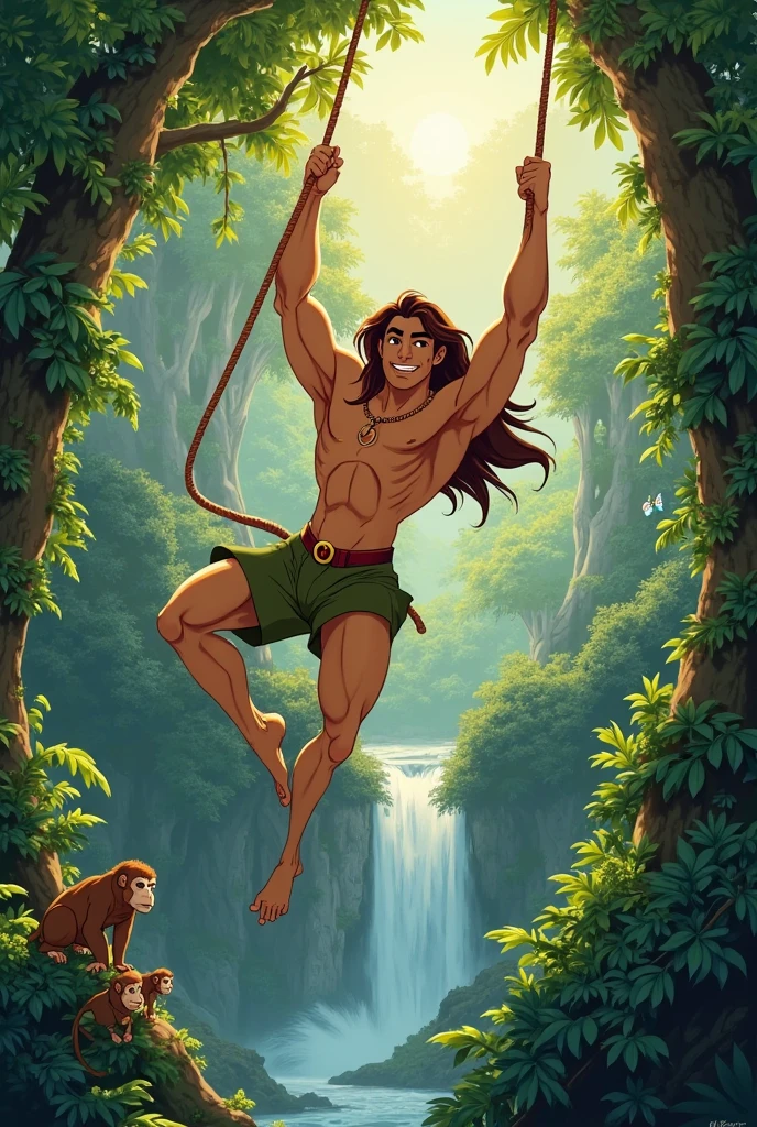 Animated Tarzan playing the flute 
