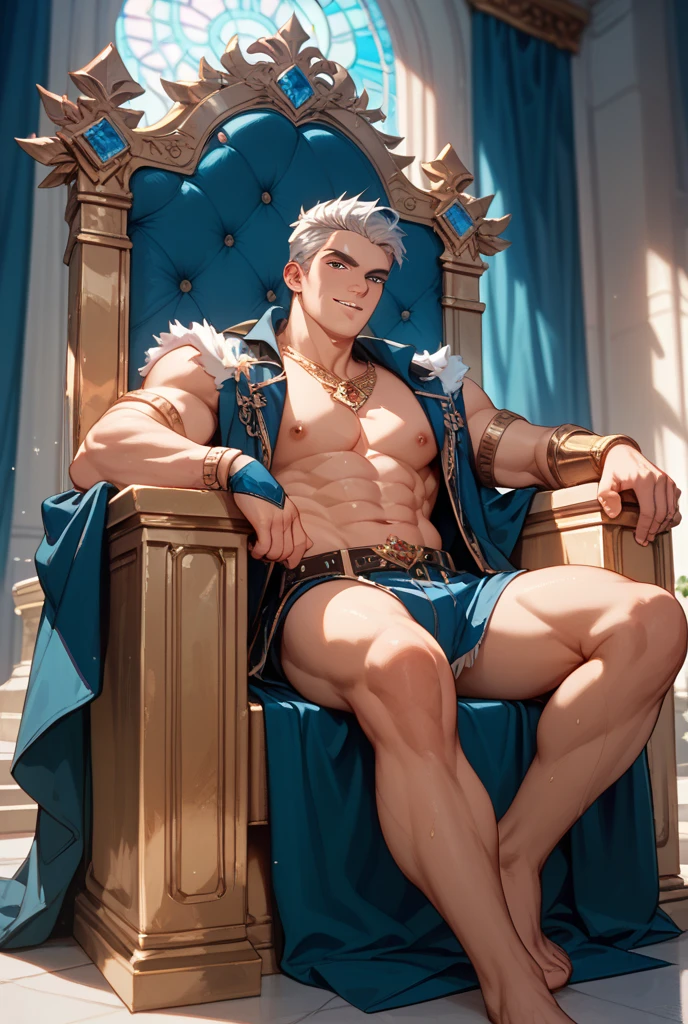 Male dragon，Cyborg Dragon，The golden dragon，Young dragons，Bare upper body and white underwear，sandals，Claw feet，Magnetic blast coils，Beach villas，Sit on a recliner，It's raining，head fins，Detailed golden eyes，lifelike skin，Detail ratio，Slim，Sexy，The scales are truly textured，photo-realistic，Masterpiece，Clear，8K，3Drenderingof