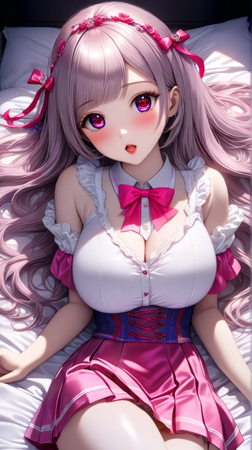 Two girls、Anime girl with pink hair and a ribbon in her hair, Cute realistic portrait, 髪の毛はSilver、Gweitz, Magical Girl Portrait, Cute Characters, Cute art style, Anime Moe Art Style, MapleStory character art, cute portrait, Cute Anime Girl Portrait, Small person portrait, artwork in the style of Gweitz, Splash Art 、Transparent blouse、Light blue lace bra、See-through、sexy lace top、I&#39;m not wearing a skirt)、Silver、Long twin tails、bird、Wind、Thick thigharried Woman