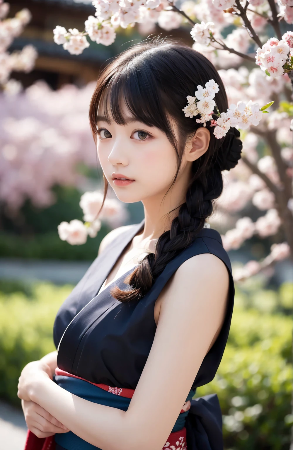 a close up of a woman standing in front of a tree with flowers, with flowers, portait photo profile picture, headshot profile picture, mai anh tran, nivanh chanthara, professional profile picture, a young asian woman, girl in flowers, vietnamese woman, beautiful asian girl, an asian woman, dang my linh, woman in flowers