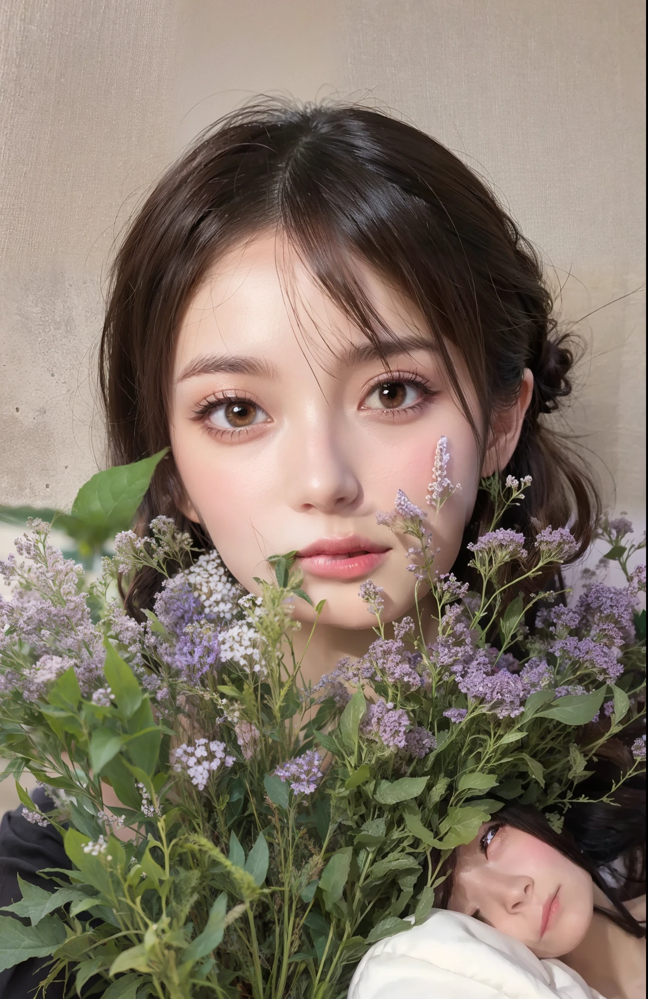 Disney princess anime style
ash-dark eyes
Brown colored curly hair