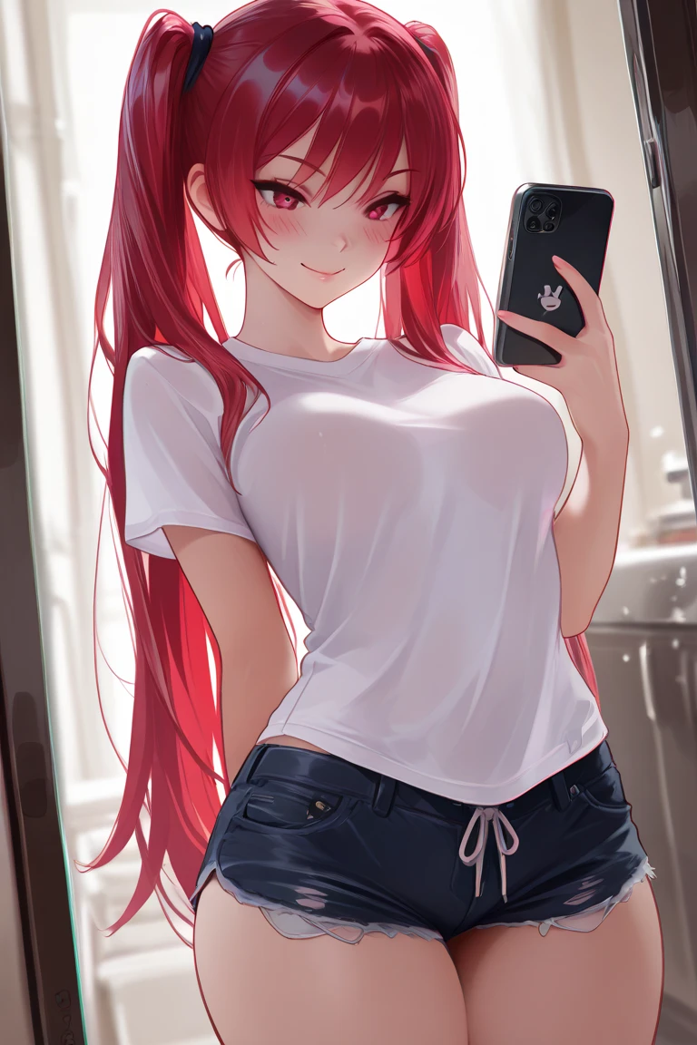 phone, cell phone, descalzo, smartphone, 1girl, Selfie, (sentada), Suelas, ass, dedos, labios, holding phone, solamente, ropa interior,(ojos amarillos) ,pies, Borrosa, bragas, Tanga, Looking back, Cinematographer \(Medio\), nariz, derriere, Pelo rojo, Cabello largo, trenza,sujetador deportivo, taking picture, Cell phone image, Asian,((senos grandes, grande, ass)),good anatomy,good lighting