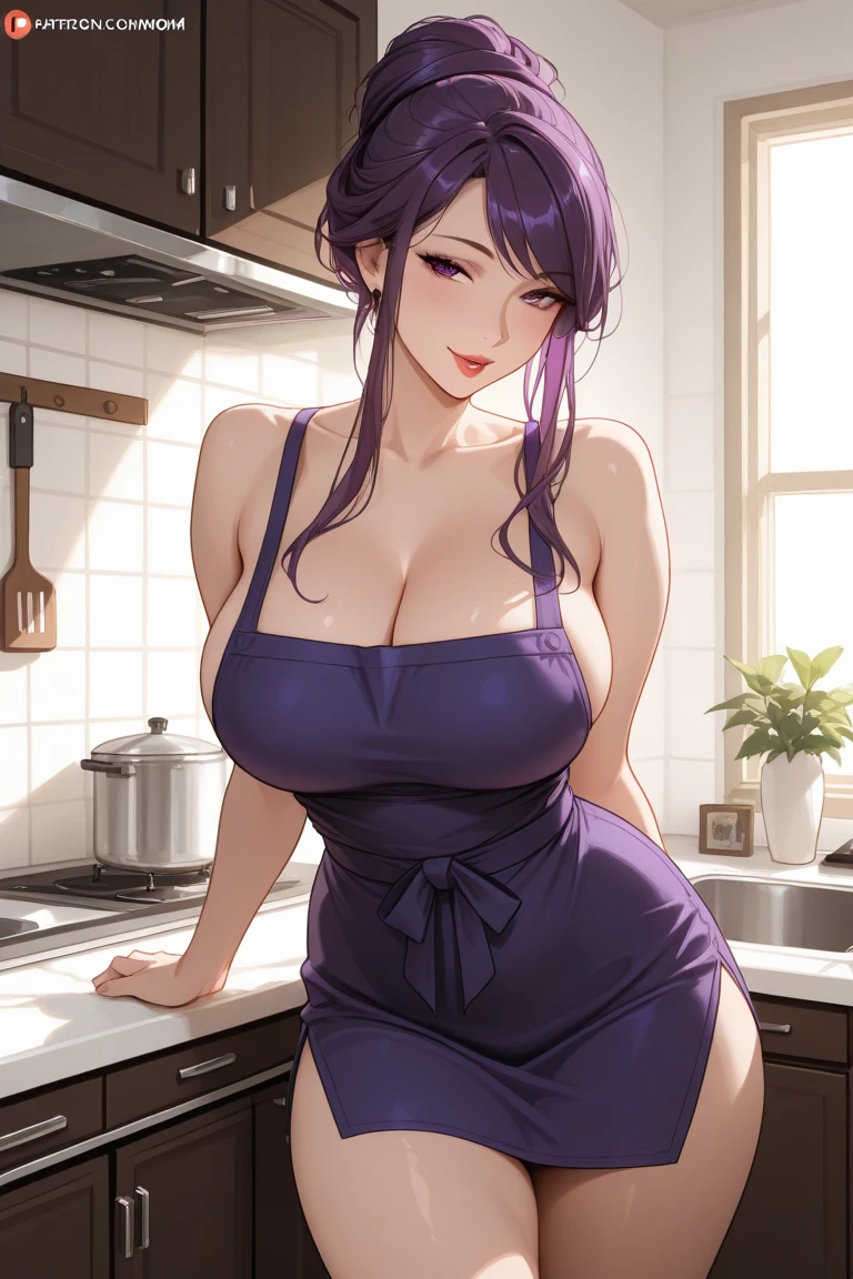 Married women、40arried Woman、ponytail、Teardrop、Beautiful woman、Very thick thighs、Acme Face、Scruffy body、Knitted sweater、kitchen、Sit at the sink、Best image quality、High resolution、masterpiece、super high quality、Orgasmic face、Black and purple lace panties、Very big ass、Very big 、Blushing、4K quality、Blushing、Proud face、Wearing black knee socks、Sweaty all over、Heavy breathing、Chest is bobbing up and down、heart、Low - Angle、Zoom in on the crotch、Cowboy Shot