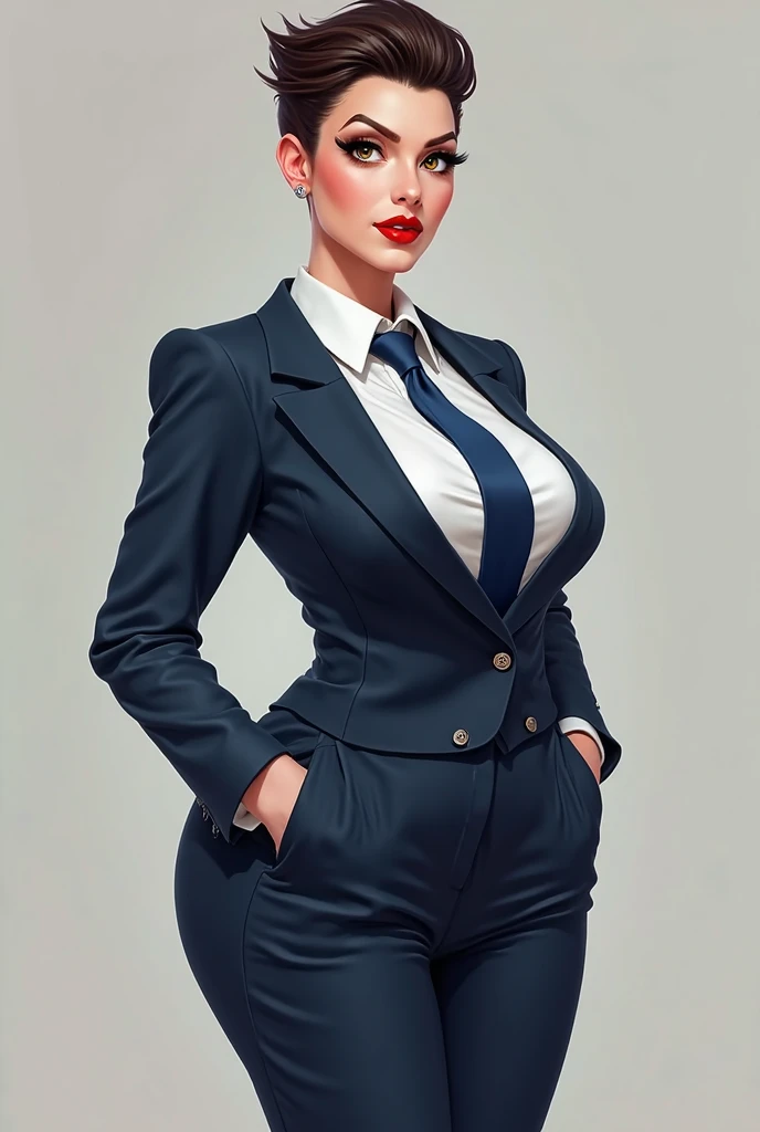 <lora:mercy_graves:0.6>,mercy_graves,1girl,solo,short_brown_hair BREAK [SEP],
white_blouse,unbuttoned_shirt BREAK [SEP],
black_business_suit,black_pencil_skirt,black_headwear,black_gloves BREAK [SEP],
revealed_cleavage,exposed_medium_breasts,navel,colarbone,covered_nipples:1.2) BREAK [SEP],
(ambient_lighting:1.1),(ultra_realistic,32k,RAW_photo:1.1),(high_detailed_skin:1.1),8k_uhd,dslr BREAK [SEP],
high_quality,film_grain BREAK [SEP],
full_shot,looking_at_viewer_seductively,flirty_smile,naughty_face,simple_background,(insanely_detailed,best_quality,masterpiece,photorealistic:1.3),