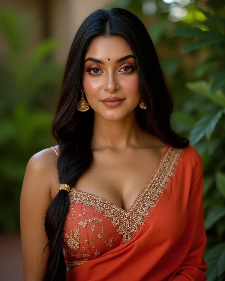 ((best quality)), ((masterpiece)), (detailed), Beautiful indian woman,milf aged , 40 year old facial skin wearing ,salwar kameez ,big ,black long hair , brown eyes