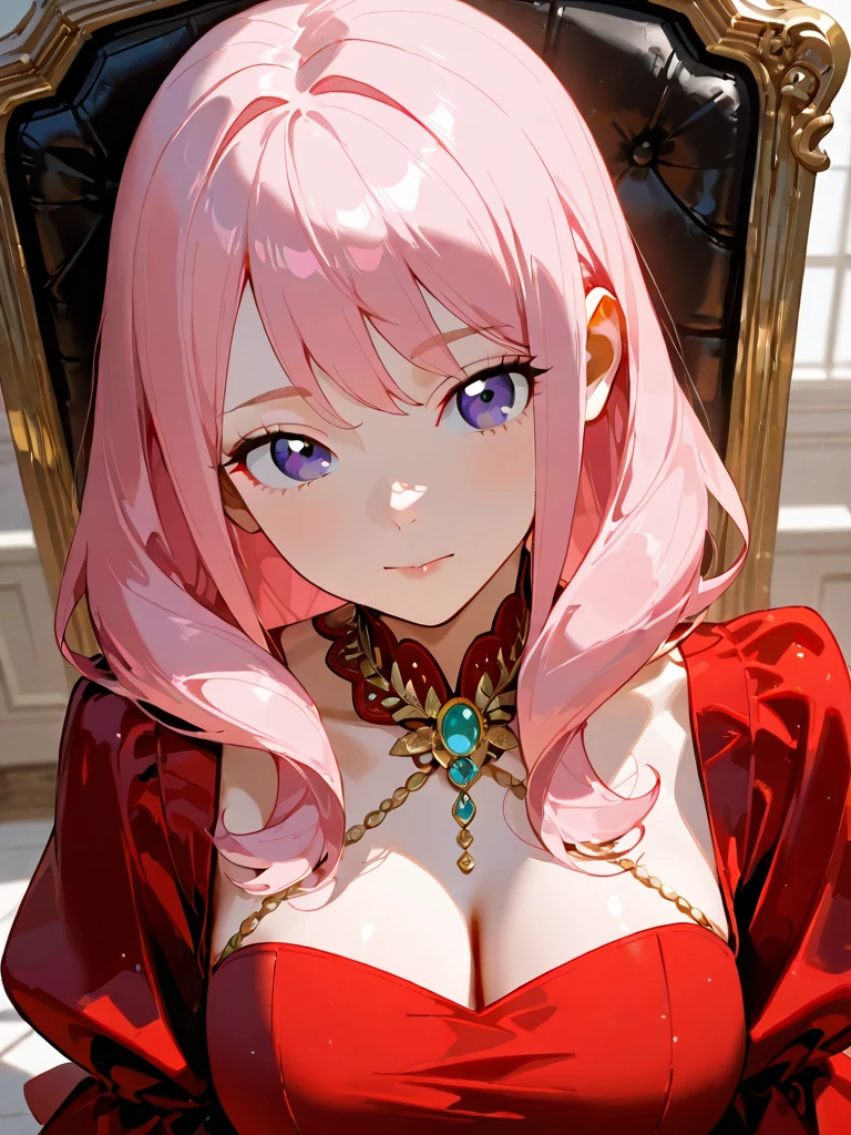 tmasterpiece, Best quality at best, 1girll,Solo, Sakura Haruno, Large breasts,Off-the-shoulder attire,(cleavage),(upperbody closeup),Raised sexy,is shy,with pink hair, long whitr hair, (greene eyes:1.3), Forehead protection, Lying on a white bed,barechested