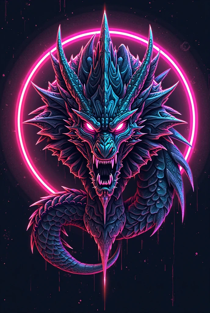 Round Tik Tok logo reflecting a skull dragon with space to put letters