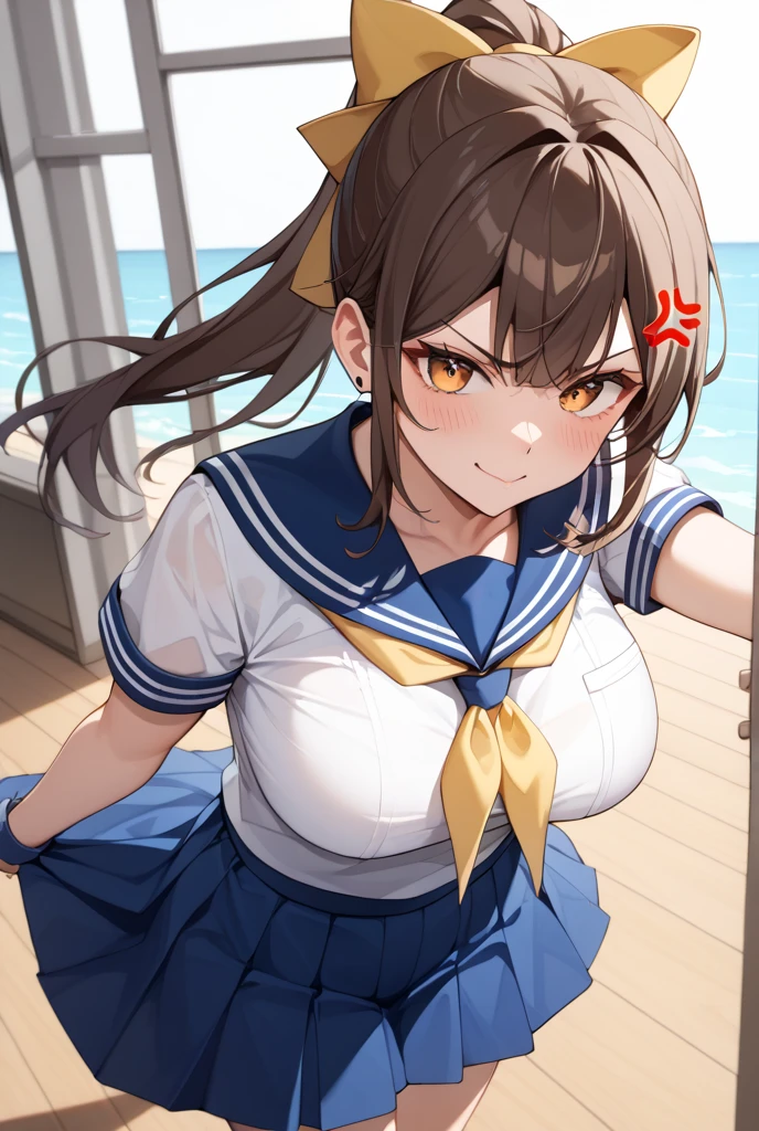 (masterpiece:1.3), (absurdres:1.3), (best quality:1.3), (ultra-detailed:1.3),(best shadow:0.7), (handled hair), pureerosface_v1, perfect anatomy, 1girl, <lora:tokinoSoraHololive_v1:0.3>, tokino sora, (brown hair, hair between eyes, long hair), (blue eyes), ( hair ornament (star), red ribbon), large breasts, <lora:cheerleaderOutfitBlue_v1:0.7>, (cheerleader, crop top, bare shoulders, holding pom poms), pom pom \(cheerleading\), (closed eyes, closed mouth), floating hair, winds, god rays, upper body, pov, close up, leaning forward viewer, looking at viewer, dildo, dildo riding, pussy, squatting, <lora:ridingDildoSexActLora_v11:1>, bottomless, indoors, wooden floor,