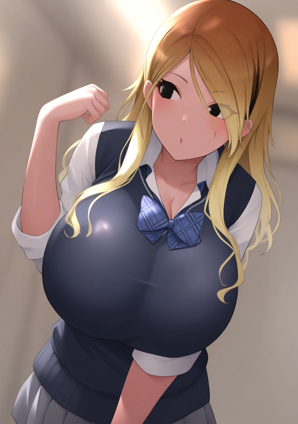 (Highest quality、Masterpiece、Very detailed、8K)、One Woman、Big Breasts、18-year-old、high school student、((Stand with your legs apart))、