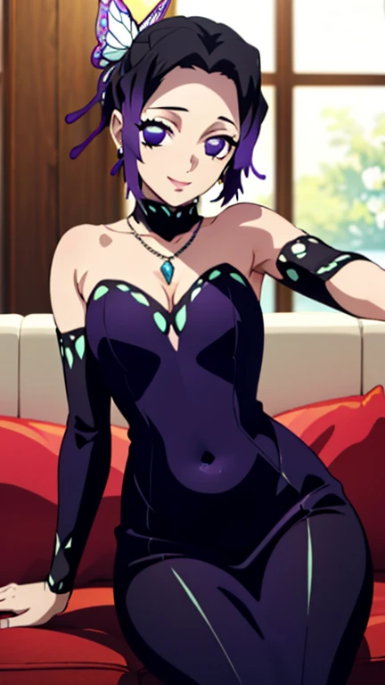 Kouzuki Yuuko con un vestido morado sentada en un banco blanco, diosa, ekaterina, vestida de morado, traje morado, pose de glamour, foto de perfil, wrapped in purple, lilac, cautivador y tentador, posing for a playboy photo shoot, pose sexy, nueva lechera, glamor photography, 4 k glamor photography