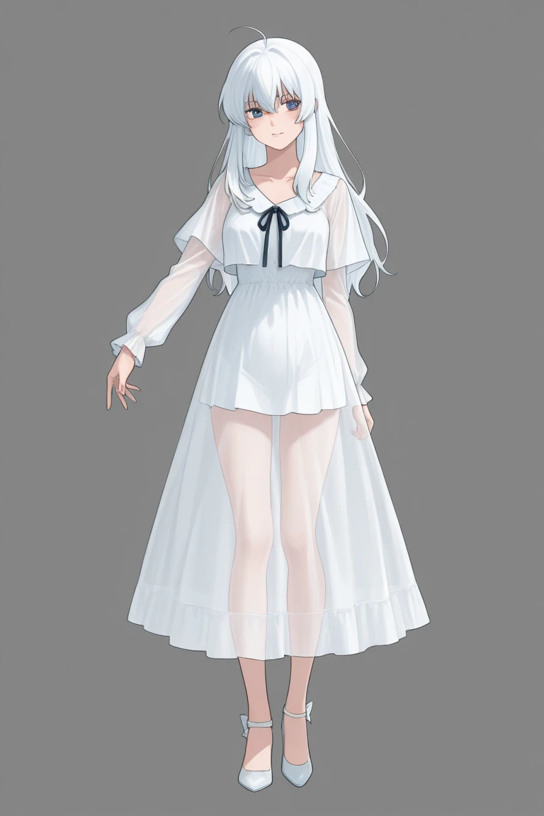 One in a white dress、Anime character of woman with cat ears, Cute anime waifu wearing nice clothes, White dress!! silber hair, azur lane style, translucent liquid from《Azure route》videogame, loli in dress, 《Azure route》人物, from girls, clear outfit design, Anime full body illustration, white-haired god, Official character art