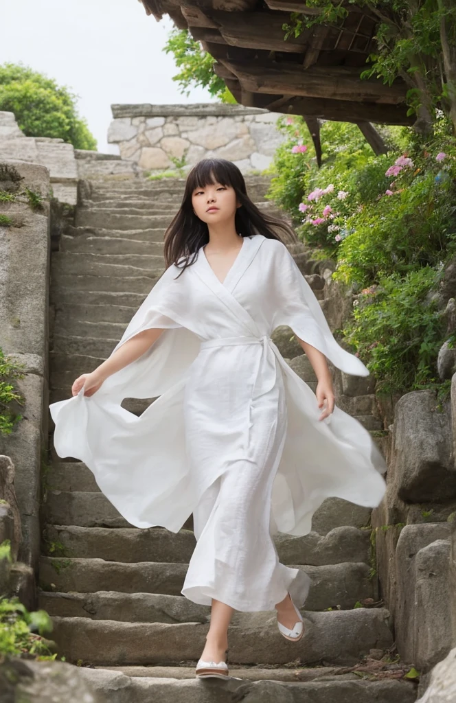 full body、Whole body expression、Super long straight blonde silky hair、beautifulかわいい顔の前で踊る輝く髪を持つかわいいセクシーな小さなbeautiful顔、Long, silky bangs that cover the eyes、beautiful, bright, Light blue, Big eyes、 very Big eyes、Super long, straight, silky hair that covers the face、Sexy and cute young woman、、Small Face Beauty、Body facing up、Background in the forest