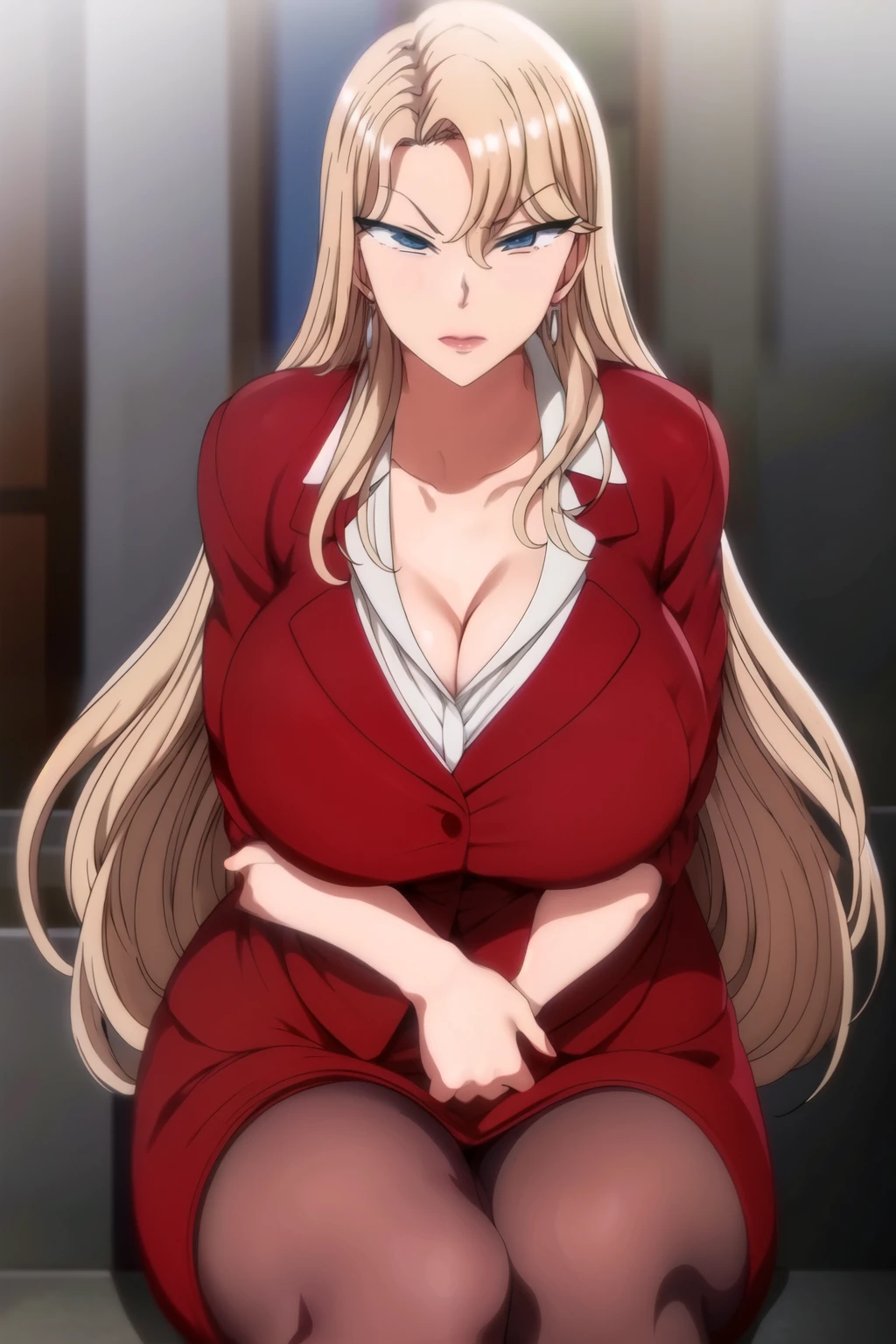 photorealistic, (4k), (Masterpiece), (realistic skin texture), extremely detailed, intricate, hyper detailed, high resolution, sharp detail, Best Quality, mother and daughter, 30-year-old woman, lascivious busty milf with brown hair dressed in cougar outfits that attracts the attention of 18-year-olds, excited with a mischievous smile, her 18-year-old blonde daughter with small breasts, rebellious, dressed in modern street clothes, pissed off but excited with an air of superiority, both are in the living room of their house dressed in daily clothes at night