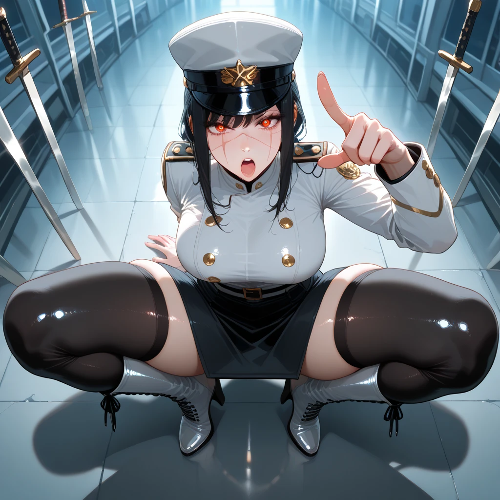 (((Angle view from below)))、Nishizumi Shiho,1 girl, (((uniform、it with your legs apart、No panties、Thick pubic hair)))Tied to a chair, (Bondage chair:1.5), (Leg spread:1.5), (underground室内, underground, torture chamber), (Hands up and restrained、Show your armpits、Ankle tied, Wrists tied, Ankle cuffs, Wrist cuff), Arms on sides, (blush:1.5), (Are crying:1.0), (Struggle:1.5), (Angry face、Glare), ((Tight clothing, No shoes)), Perfect body, Perfect Face, Beautiful Face, Beautiful Eyes, Detailed eyes, Focus on the face(((NSFW、Naughty pictures)))