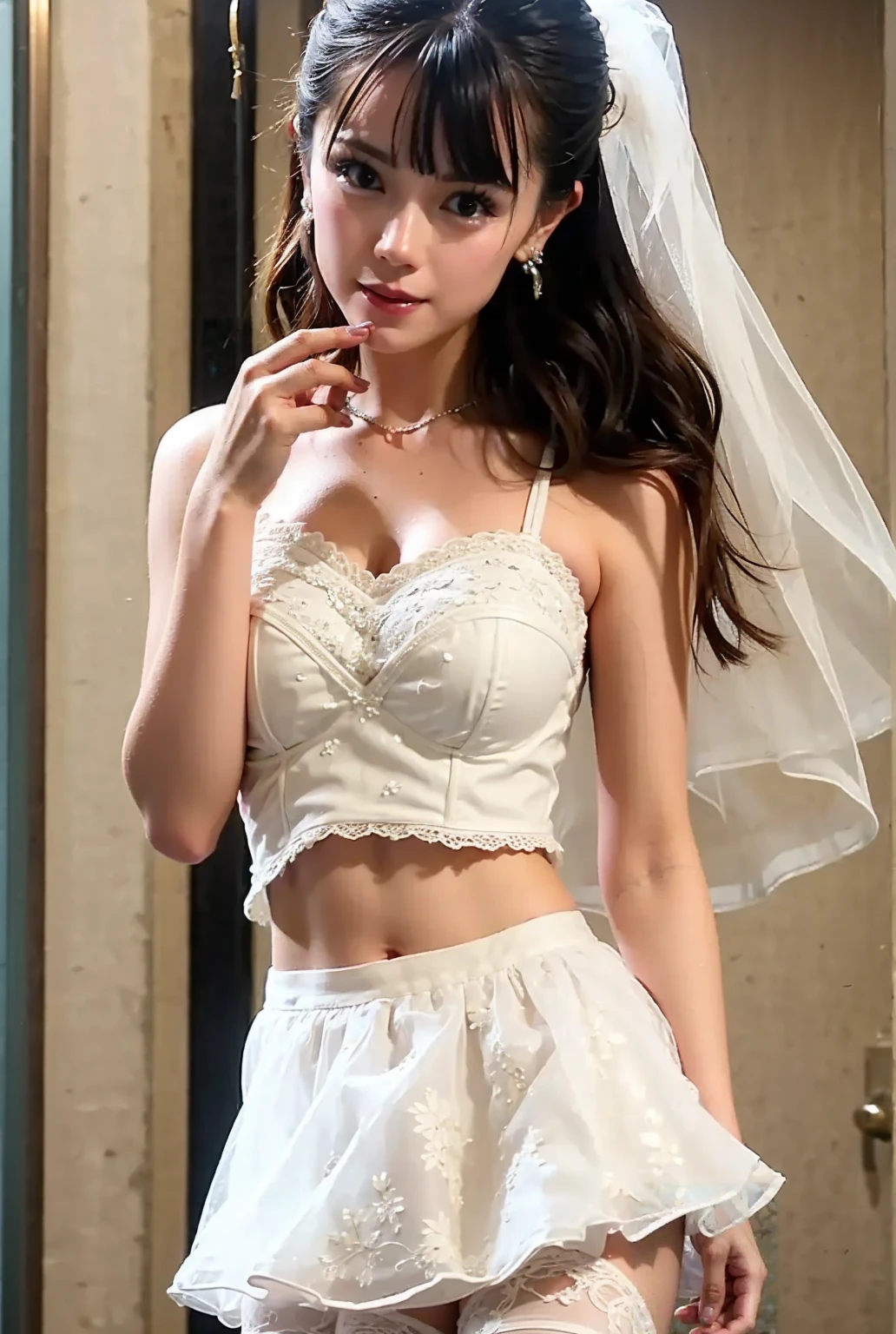 Photo,Best image quality,8k,most beautiful girl,17 years old, teenager,most beautiful, disheveled loose hair,perfect lush body, delicate white skin, wet skin, French,very detailed, semi naked, very small schoolgirl skirt,showing her big soft buttocks,her wide hips little princess lingerie,thread,garter holder --auto --s2