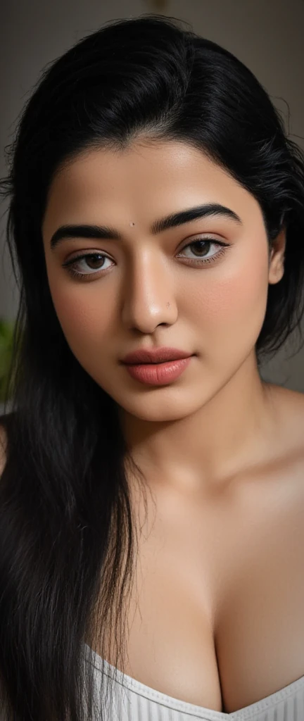 Rashmika mandanna, noke make up, closeup bustshot, ((free shaggy hair)),(selfie style), ((tall body)),(( looking at viewer)),((big cheeks)),30 year old woman,1woman,solo,breasts,(fleshy face),long hair,cleavage,black hair,navel,midriff,nico robin, bedroom ,
best quality,masterpiece,illustration,an extremely delicate and beautiful,CG,unity,8k wallpaper,Amazing,finely detail,masterpiece,official art,extremely detailed CG unity 8k wallpaper,incredibly absurdres,huge filesize,ultra-detailed,highres,extremely detailed,beautiful detailed girl,realistic,broad fleshy body, ((perfect eyes nd eyebrow))