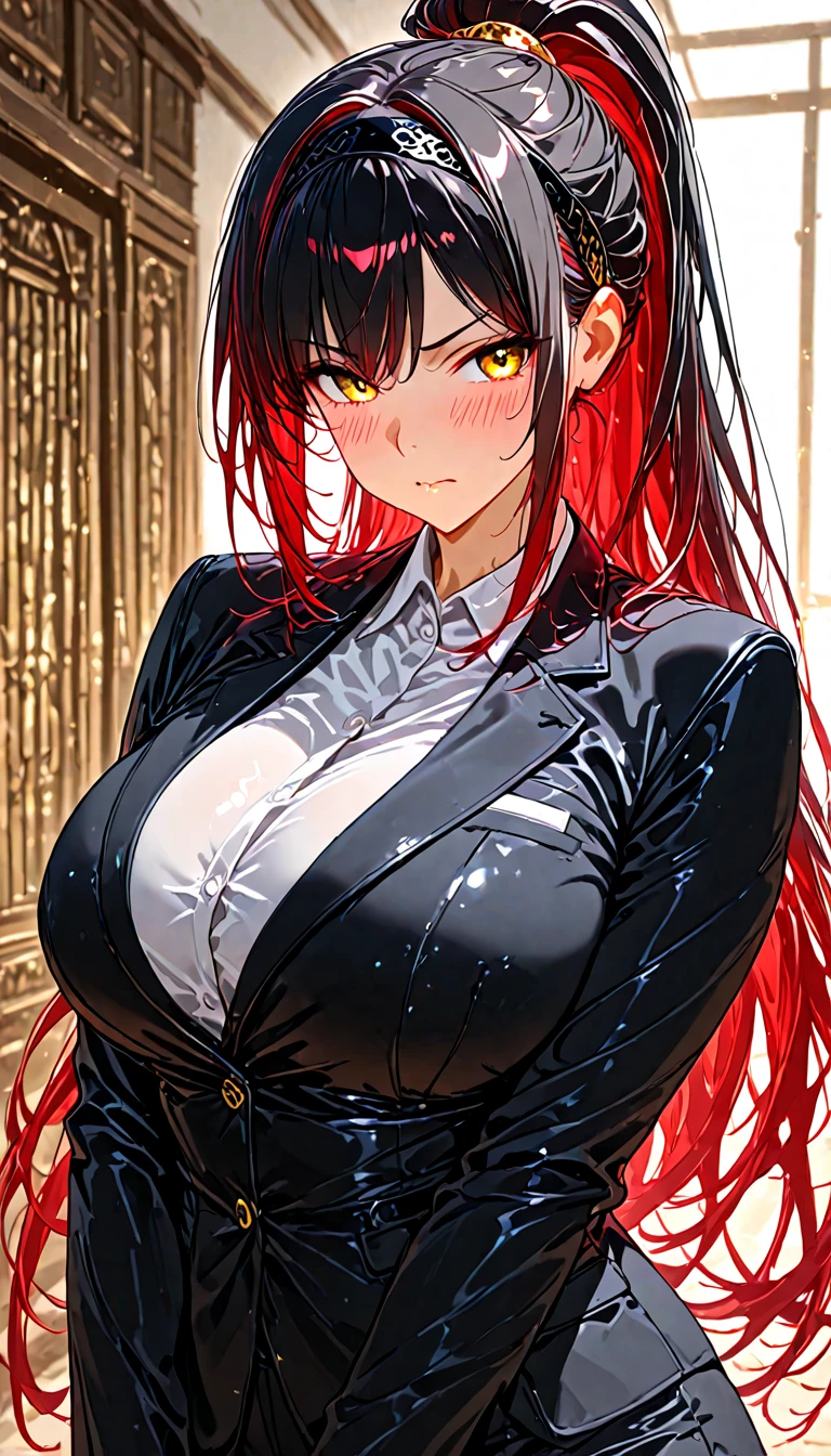 1girl, 独奏, Long_Hair, 가슴, olhando_at_Viewer, Smile, Bangs, Large_가슴, Hair_ornament, prostitute dress, almost_Naked, bow, band, cleavage, Hair_between_eyes, Jewelry, Open_mouth, Perverted_olhando, 鎖骨, jacket, full_body, Hair_band, Yellow_eyes, pony tail, short_Sleeves, Hair_bow, Red_Hair, hair clip, Indoors, necklace, black_footwear, Bra, black_Dress, Kneeling, Brown_footwear, Green_bow, Rias Gremory
