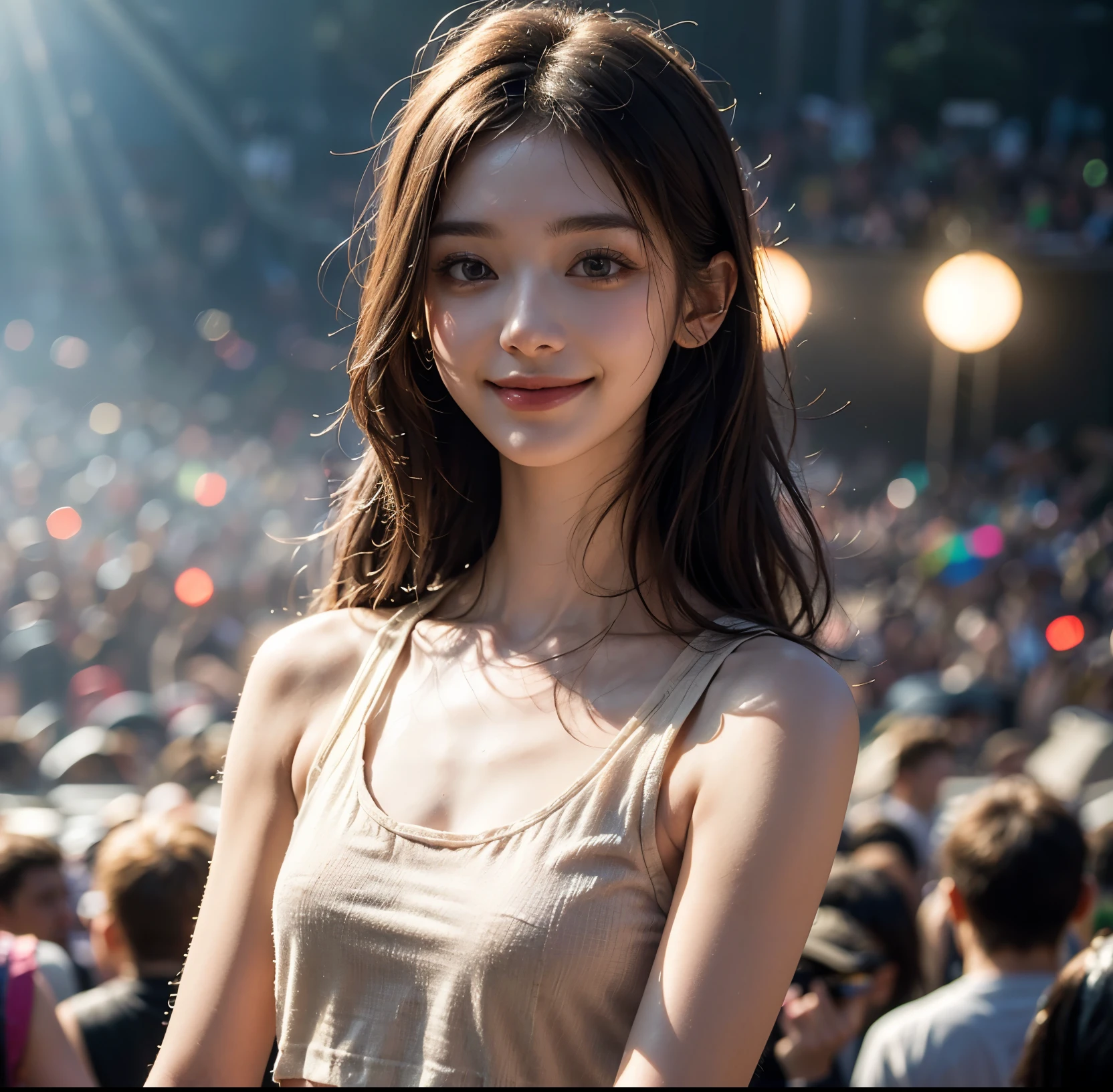 10, master-piece, RAW photo, full entire body, bestquality, photorealistic portrait, extremely detailed cg unity 8k wallpaper, Depth of Field, cinematic light, lens flare, ray tracing, (Very beautiful face........... , beautiful lips, beautidul eyes), Complex face details, ((ultra-detailed skin)) 1girls, In the dark, Deep Shadows, A Beautiful Girl, (The body is very slender... :1.3), ((looking at the audience)),(big smile:1.3), Clear eyes, Front Shot, (pale skin), (Look very far ahead............, (upper body shot), (Brown cooked for the audience............:1.3), Very thin, mediuml breasts, thick thighs,, city scape,(Random trendy clothes, Random clothing color), (Random environment,daylight), (Random environment,in tokyo city)