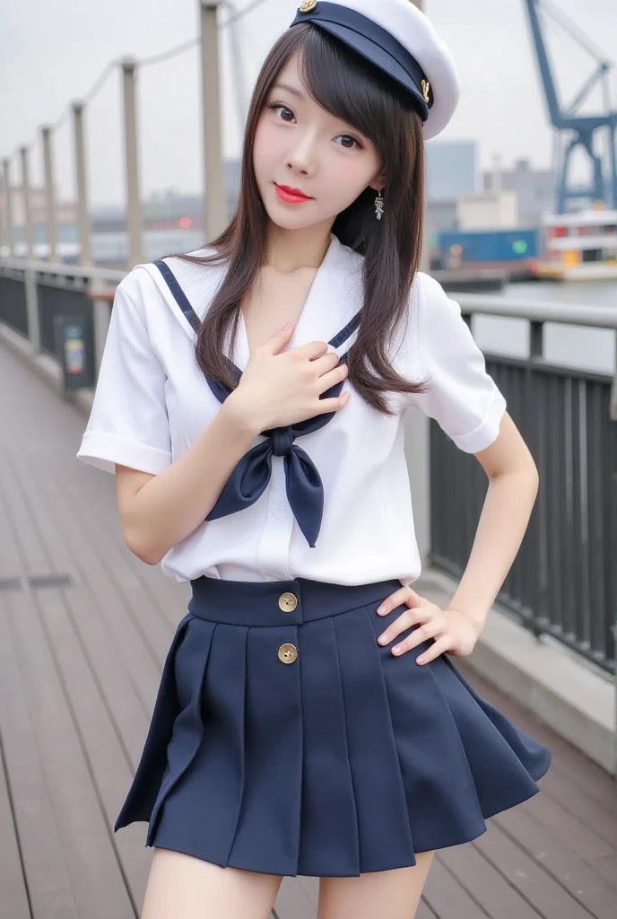 (Best Quality,8K,High resolution:1.2),(Beautiful Realistic Asians:1.6)、(cute Japanese girls:1.4),(Huge breasts:1.25),(Glamorous body),(School uniform,serafuku,Pleated skirt,Sailor collar,white shirt:1.2)、Professional、(My dear woman、Joy of Loving、Heartbeat in the chest)、