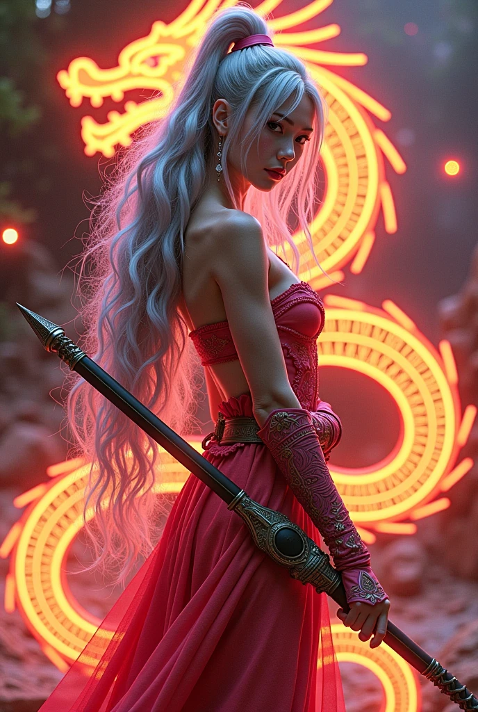8K、(number々Award-winning masterpieces of、incredible detailing、textured、Maximum detail)、(hyper realisitic:1.4)、(reallistic:1.3)、(full body portrait painting:1.8)、(Upper Body Up:0.4)、(Top quality realistic textured skin)、(Elaborate perfectly symmetrical eyes)、Elaborate face、((medieval world))、((The Flame Devil of the Lord))、((The Fire Devil of the Lord's Hell))、(burning brightly、 Icy gaze)、(Full body like:1.6)、 (smiling mischievously)、(Eyes that glow red in the dark:1.5)、(A pair of red eyes emitting a strong red light from the inside:1.5)、(Full-body standing image:1.8)、(Swirling flames and flames in the background)、(dramatic light)、(A majestic sight)、(The expression is gentle and beautiful、Somewhere horrible)、Glass earrings in the ears、 (dramatic photography:1.4)、(Standing of the whole body:1.8)、(dramatic pose)、(Golden hair)、(Silver)hair)、(maroon hair)、(Upturned hair)、((Downward-pointing hair)、(A simple necklace with exquisite workmanship around the neck)、(Bioluminescence with a brilliant glow:1.3)、(Fancy Flame Magic:1.2)、(Swirling flames)、 The Great Temple of the Devil、 Great Temple、 Great Temple、great cathedral、Temple ruins、Detached temple、(Luminous Magic Circle)、Ruins of the old castle、Shining majestic cloud masses and sky、lightning、Epic graphics、Faded、art by、(by Greg Rutkowski:0.8)、(teal and orange:0.4)、(art stations:1.5)、cinematic、((Neutral Color))、(HDR:1.5)、(Muted colors:1.2)、The ultra-detailliert、dramatic light、(intricate detailes:1.1)、the complex background、