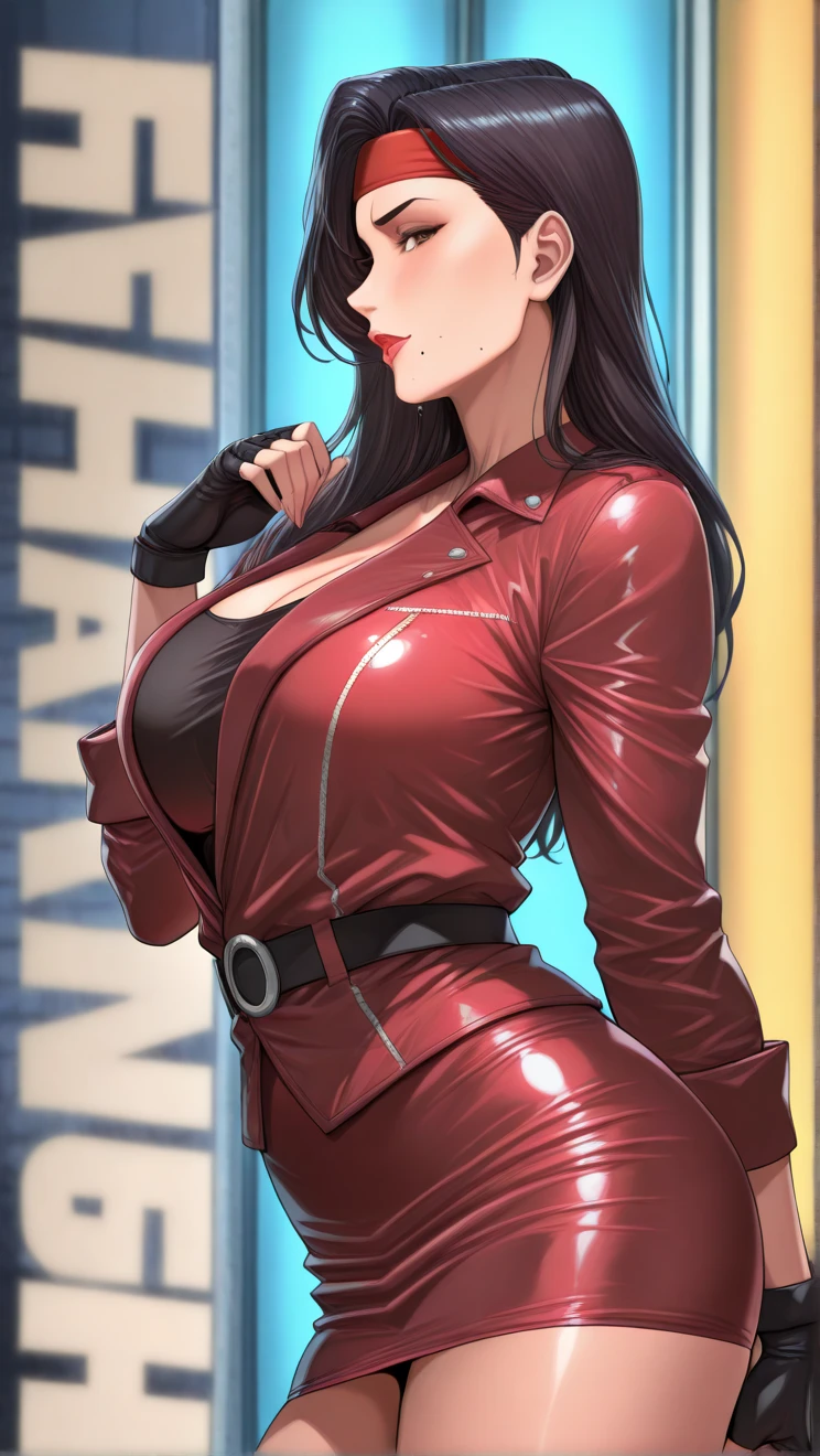 giant muscles huge breasts massive hair pale skin black hair yellow eyes long straight hair sad sad girl sad