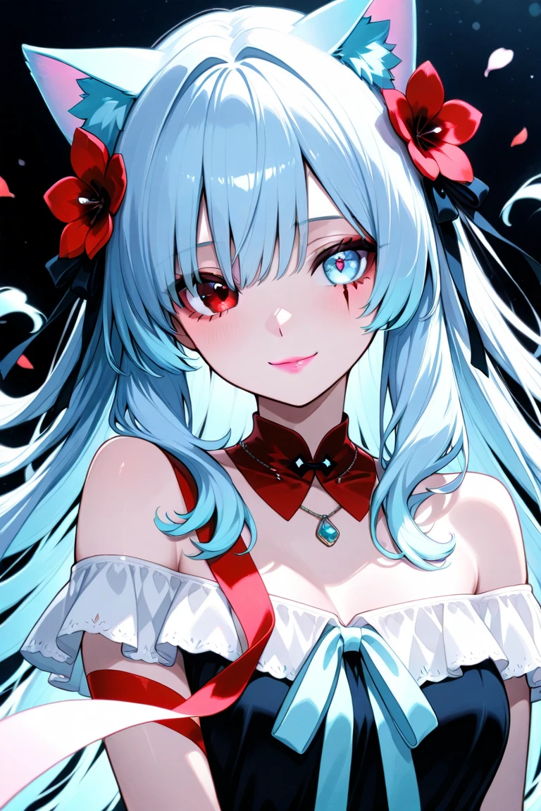 masterpiece, best quality, extremely detailed, (illustration, official art:1.1), 1 girl ,(((( light blue long hair)))), ,(((( light blue long hair)))),light blue hair, ,10 years old,, long hair ((blush)) , cute face, big eyes, masterpiece, best quality,(((((a very delicate and beautiful girl))))),Amazing,beautiful detailed eyes,blunt bangs((((little delicate girl)))),tareme(true beautiful:1.2), sense of depth,dynamic angle,,,, affectionate smile, (true beautiful:1.2),,(tiny 1girl model:1.2),)(flat chest),((Sketch)), (Watercolor), 1girl, red eyes, beautiful eyes, detailed lips, pout, choker, collarbone, bare shoulders, wide hips, (Vermilion clothes with blue ornate), (pelvic curtain), center opening, thigh gap, black fingerless gloves, (pink flames, pink fire background), thick thighs, half body, close up, portrait, lying down, half-lidded eyes, kimono, posing