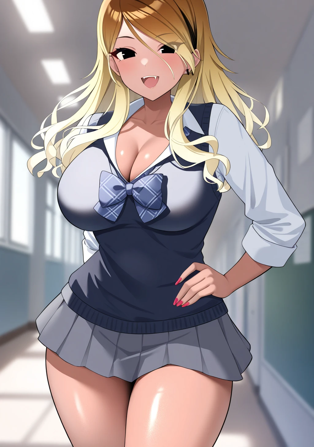 Anime style, Painting, absurderes、perfect anatomia、Olivier Mira Armstrong、bra very、Bra visible from clothes、Braline、breastsout、‎Classroom、cleavage of the breast、clavicle、desk、From above、big breasts, length hair, on desk, pleatedskirt, School Desk, student clothes, see -through, The shirt, sitting on, Sitting on a desk, skirt by the, solo, thighs thighs thighs thighs, red blush, ssmile