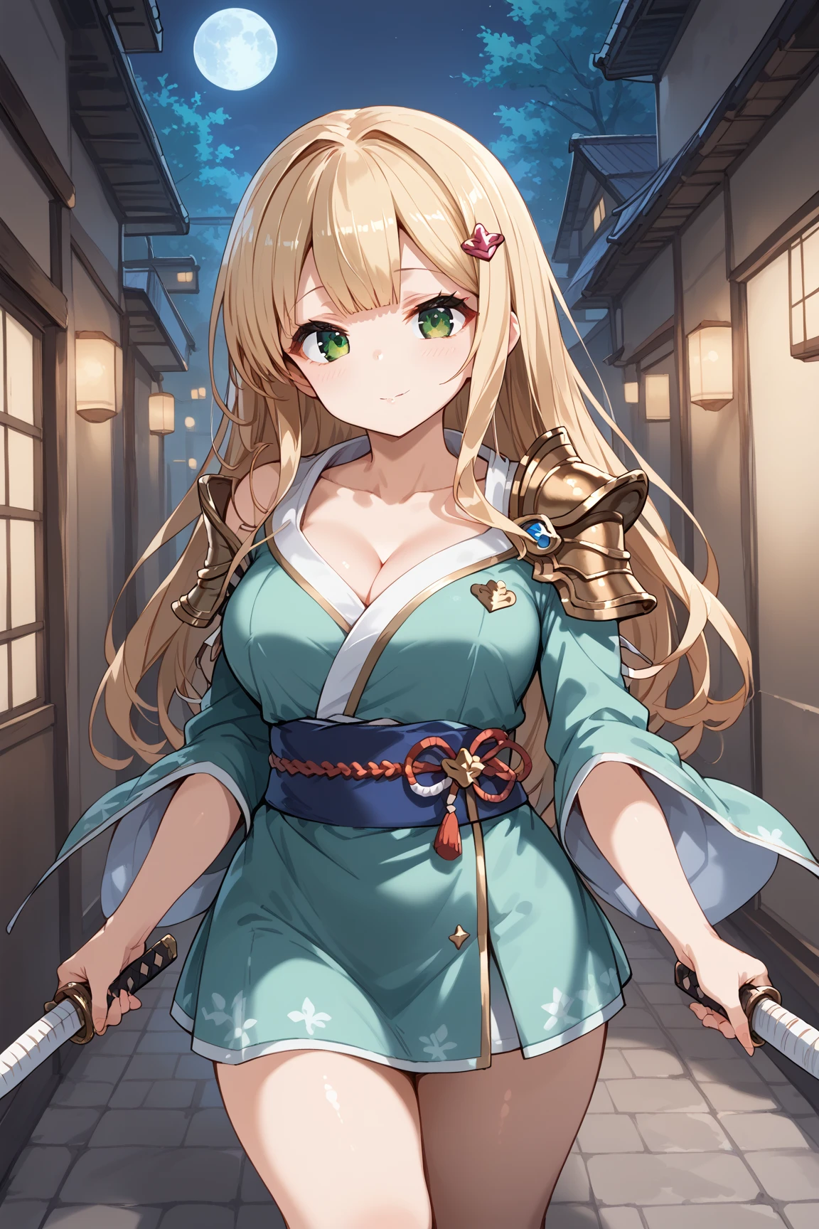 a beautiful young woman, 25 years old, wearing traditional Chinese clothes, sexy figure, cool eyes, determined, rendered eyes, cleavage, medium long hair, standing in an ancient temple, medium large breasts, (best quality,4k,8k,highres,masterpiece:1.2),ultra-detailedHDR,UHD,studio lighting,ultra-fine painting,sharp focus,physically-based rendering,extreme detail description,professional,vivid colors,bokeh,intricate details,ornate architecture,warm lighting,dramatic shadows,cinematic composition, from the side