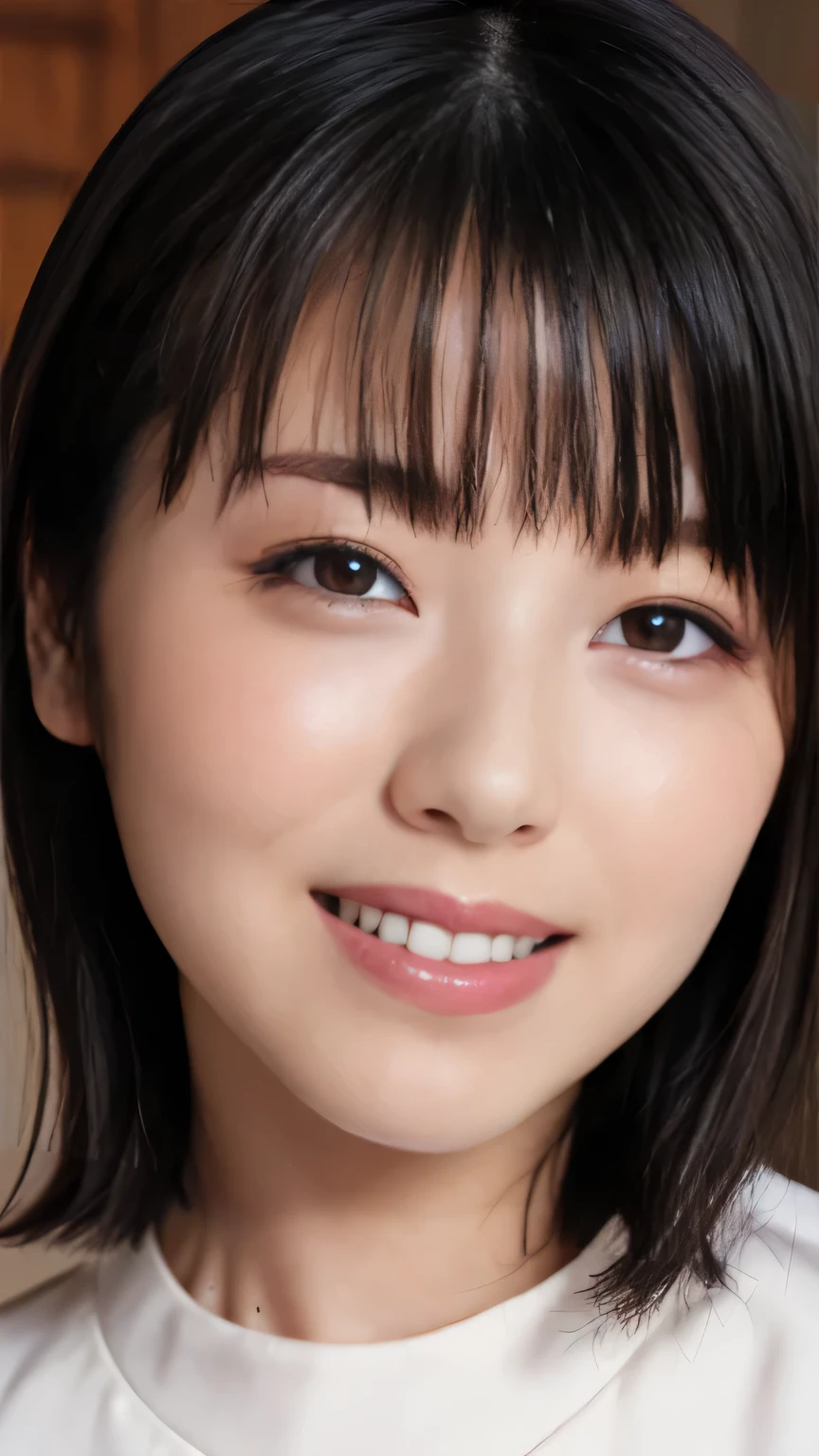 high resolution photos of young Japanese female idols, intricate details, Extremely Detailed, sharp concentration in nude clothes, solo, 1 girl, face focus, face close-up, looking at the camera, pale skin, detailed face, detailed eyes, Alluring eyes, natural makeup ,smile,indoor,