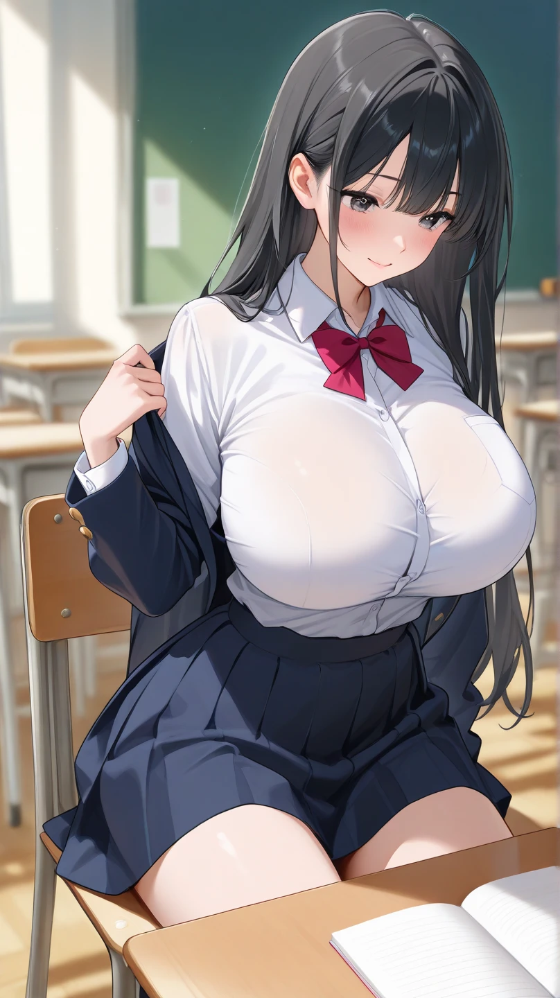 Igawa Asagi、Black Hair、Long Hair、Blue Eyes、Super huge breasts、、Super Breasts、、School