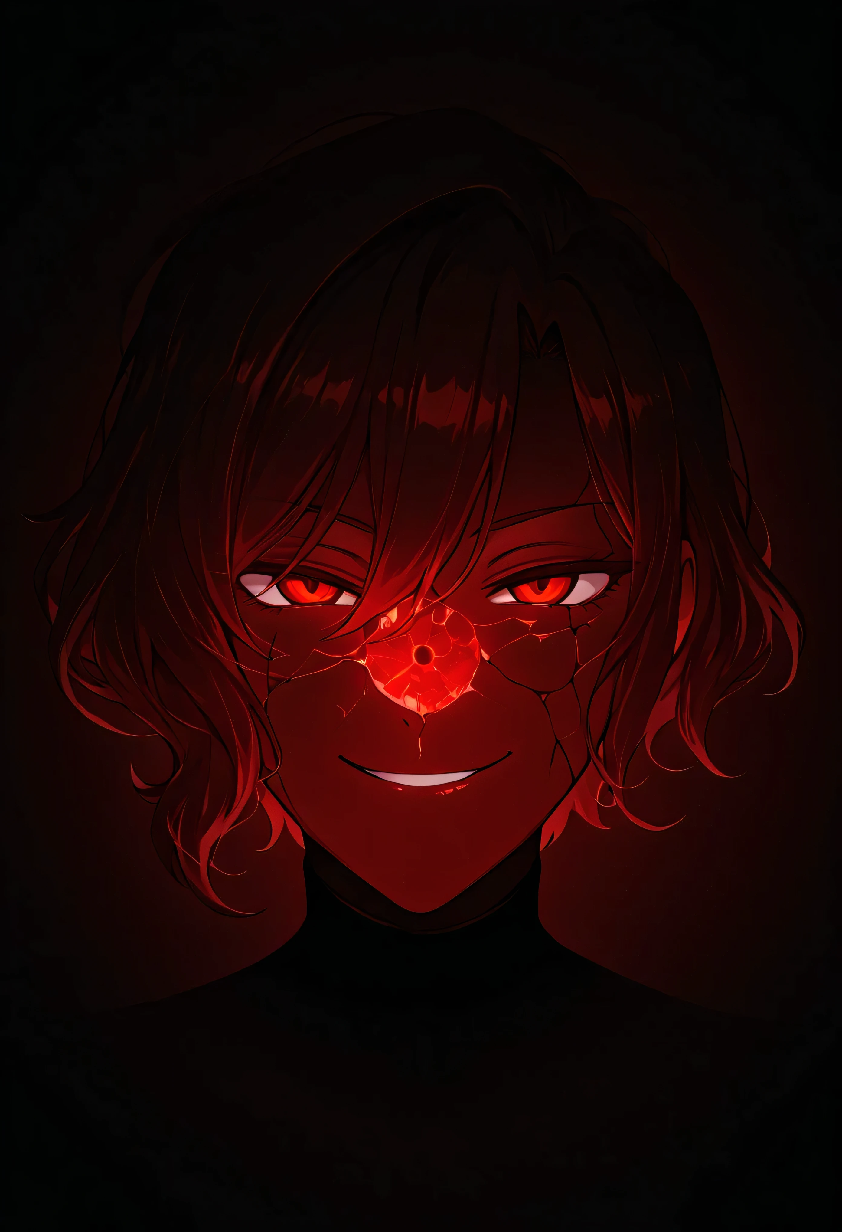 A dark, surreal chamber filled with floating, cracked mirrors reflecting distorted versions of the demons. Zdrada smirks at her own reflection, her red eyes glowing faintly, as shadows move behind the glass.