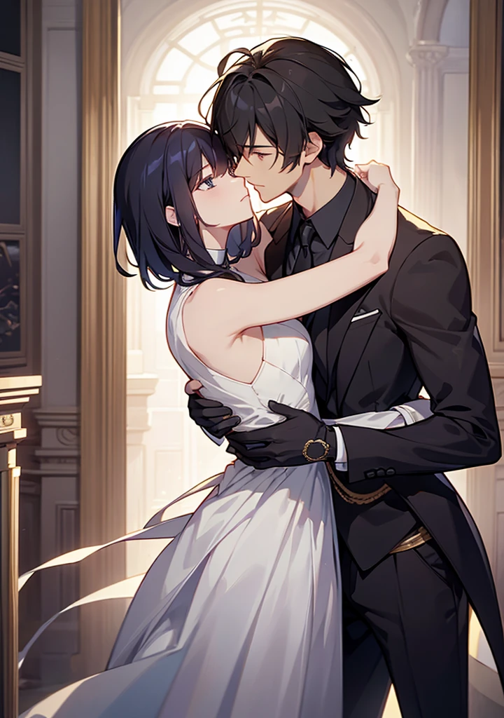 1 boy, a boy is grabbing girl’s breasts from behind