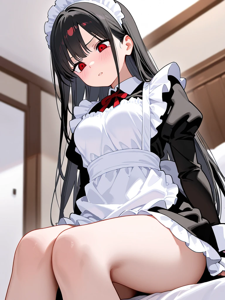 (masterpiece, best quality:1.2), solo, 1girl, yorumi rena, smile, looking at viewer, huge , twintails, hair bobbles, hair ribbon, dress, striped, bow, puffy s sleeves, white gloves, asymmetrical legwear, thighhighs ,nsfw,(sweating,blush),my room,(sex with gu1.5)