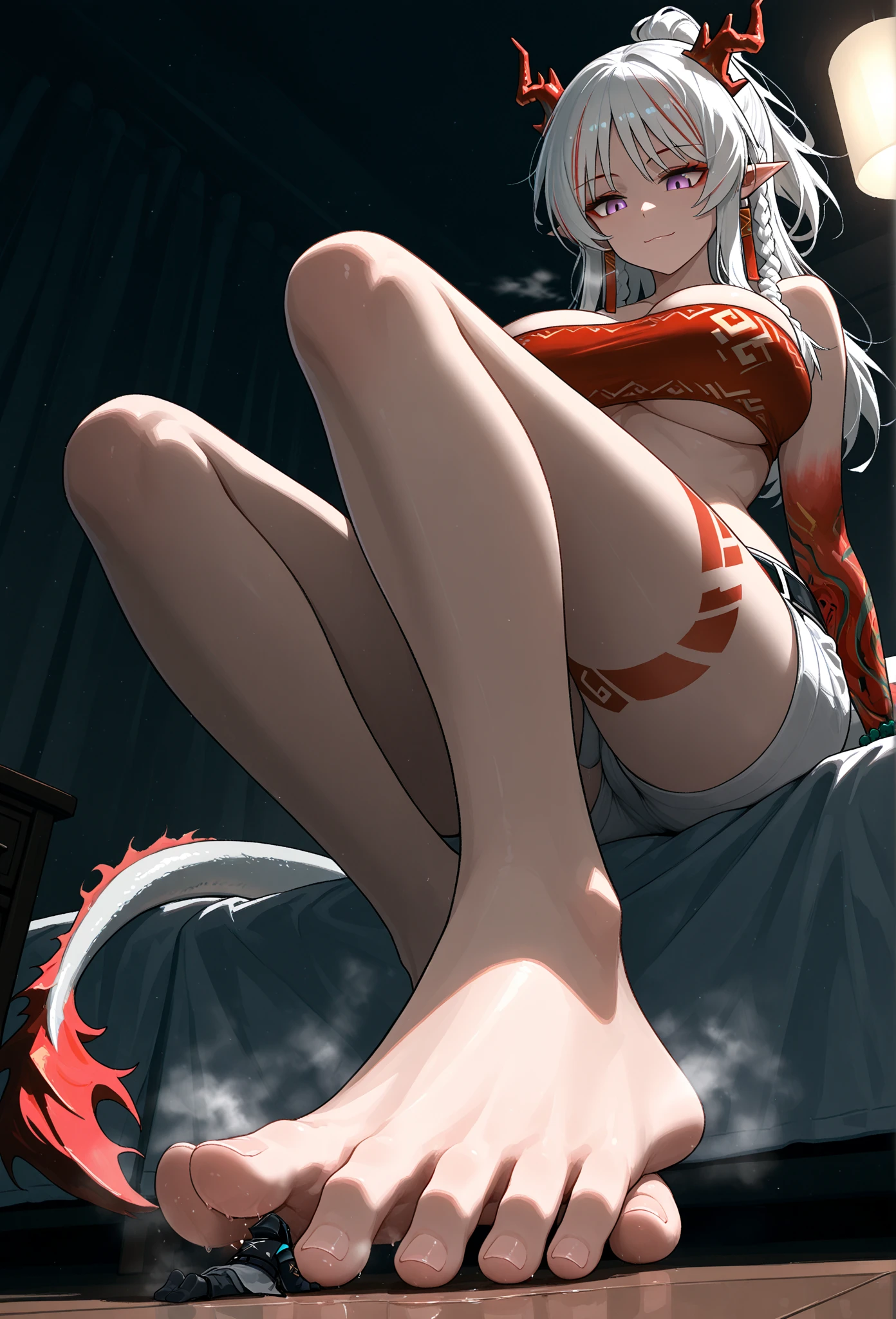 Tentacles intertwine and attack a beautiful girl,High quality, Wolf ears,Black kimono,White hair,Long hair,bangss, Seductive red eyes,small tits,A Japanese style,Return blood,Breakdown,srestrained,Rape,tentacles rape,embarrassed from,Frustrated expression,Show off female genitalia,Loss of virginity