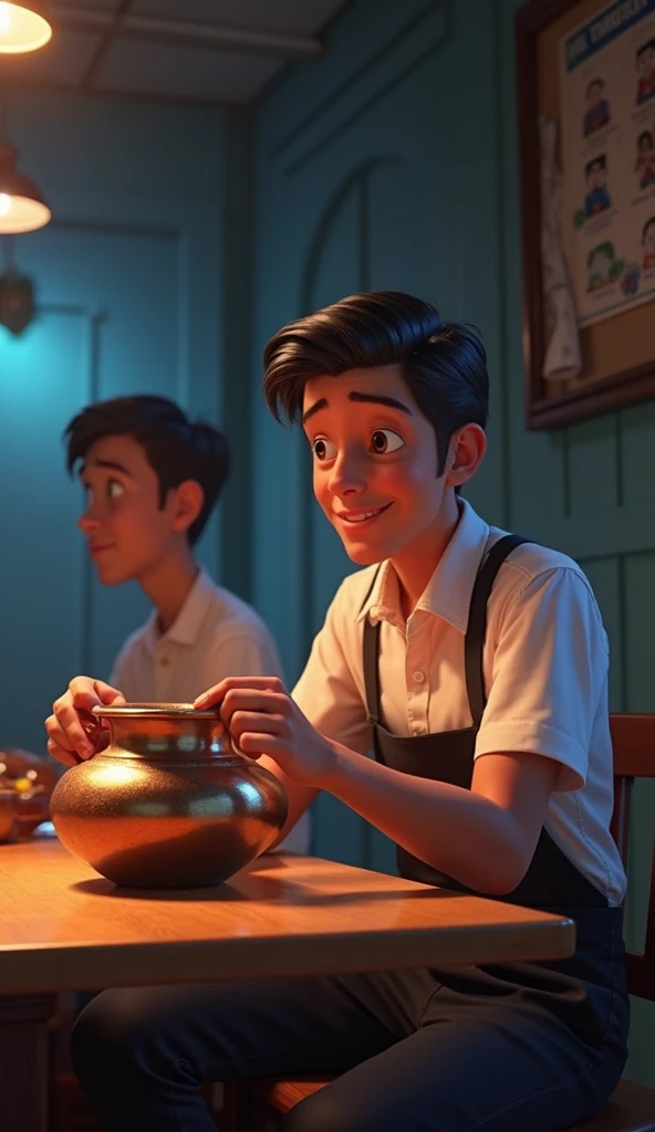 Child from the movie The Orphan putting poison in his parents' café