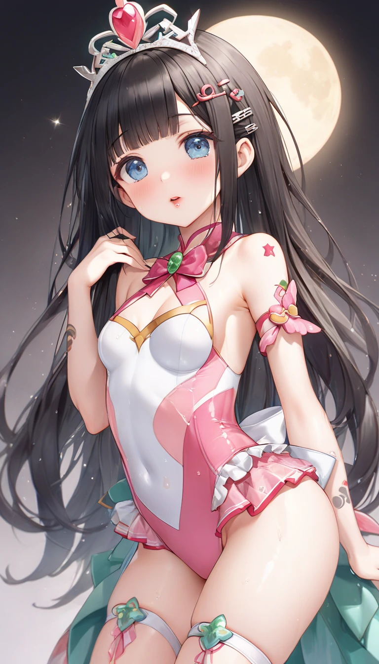 Realistic, hyper-detailed, 1 girl out navel, solo, sv1, sailor senshi uniform, (orange_micro mini_skirt:1.7),(peek from below:1.4),low ungle,(from behind,back shot:1.8), elbow gloves, (tiara:1.3), orange sailor collar, nsfw,bdsm,(shibari over clothes:1.8),(arms behind:1.8),dynamic lighting, (glossy skin, sweaty: 1.5), masterpiece, best quality, absurd , looking at the viewer, black hair, black -tearly-eyes, slender, japanese,20 years old, high resolution, sharp focus, depth of field, detailed eyes, sharp eyes, make up,eye highlights,pink-lip,red-cheek,lame under eyes,(blush,frown:1.8),realistic eyes, (Medium breasts,natural pointy tits: 1.5), (thick thighs :1.0), indoor,(dark_room:1.3), (cameltoe:1.2)