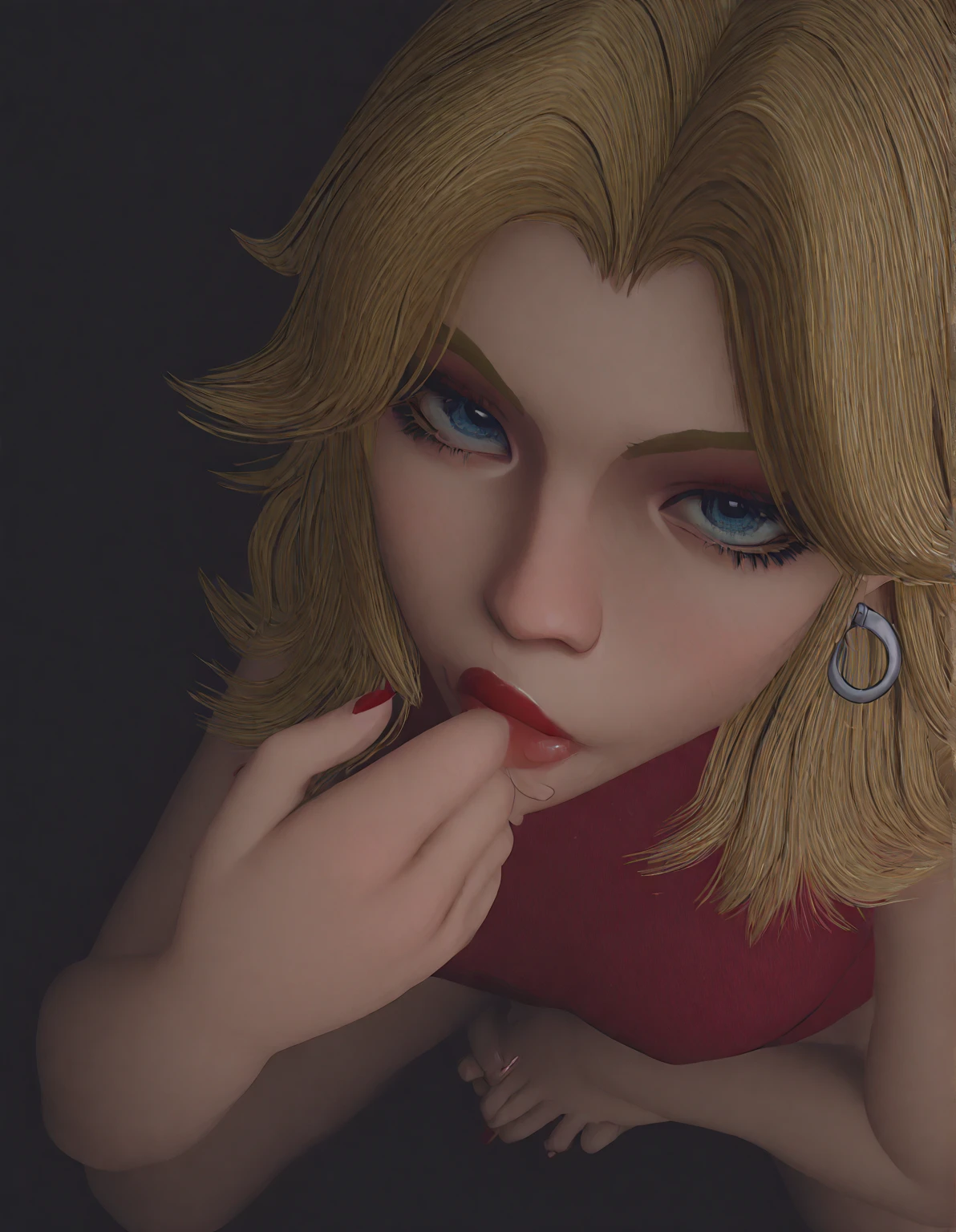 blush, open mouth, big mouth, tongue, tongue out, close up, saliva, uvula, uvula, room, mouth focus, excessive saliva, giantess, Best_QualityPos, RAW photo, intricate details, best quality, 8k uhd, soft lighting, 1girl, solo, chloe price, blue hair, blue eyes, arm tattoo, short hair, hat, white tank top
