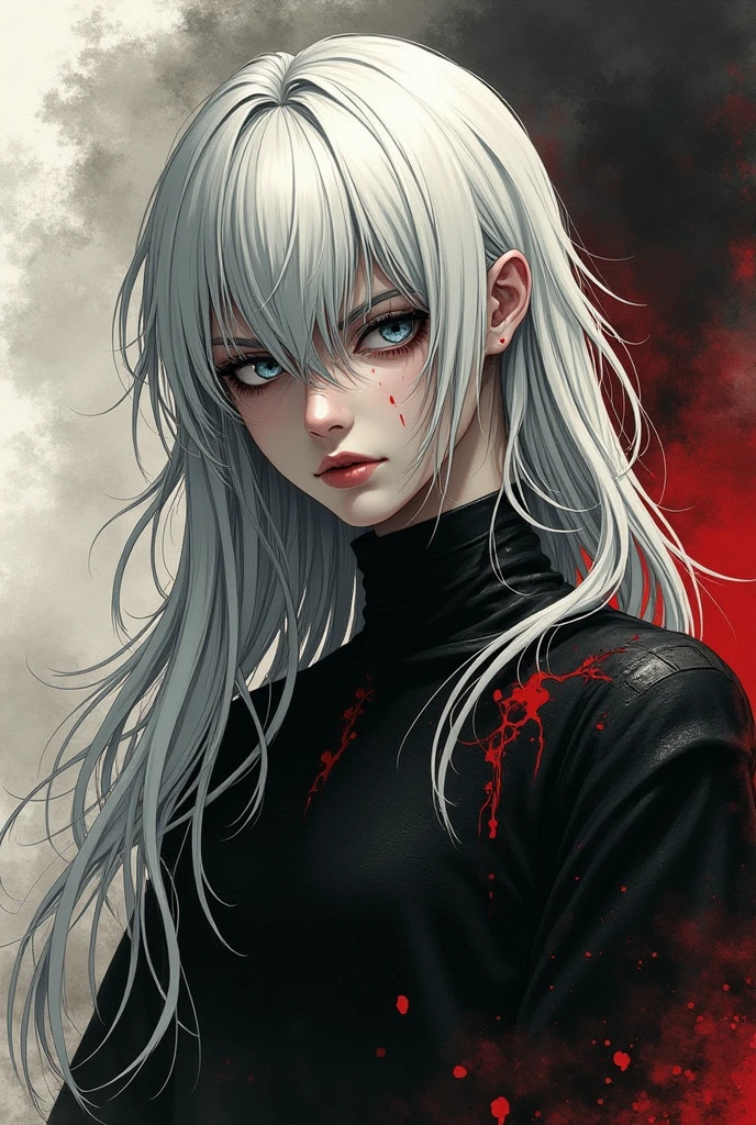 Woman, grayish hair, cold, murderer, blood, city, poor, beautiful