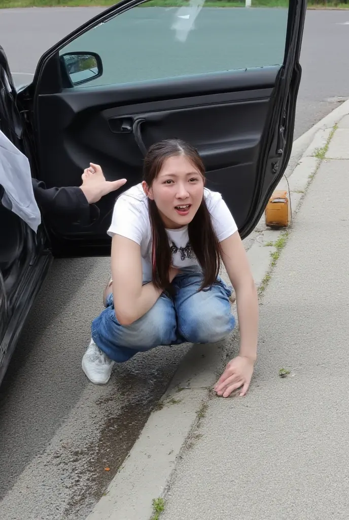 Woman kneeling on the ground