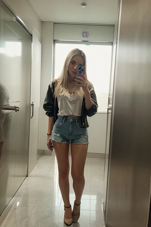 Mujer rubia con falda corta posando en la cocina., mirada sexy, cuerpo completo cute young lady, pose casual, very traje sexy, traje ajustado, 2 4 year old female model, amoranto, traje sexy, vestida con un top y pantalones cortos, cuerpo completo picture, chica sexy, estilo atractivo, minifalda vaquera, cuerpo completo! cara bonita, cuerpo completo female