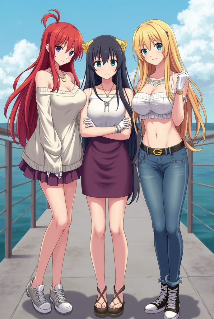 I want you to be inspired by this list and generate an image for me with the girls, with prominent bodies and attractive clothes, neckline, etc
**Rankiku Matsumoto** (*bleach*) **Tsunade** (*Naruto*) **Momo Yaoyorozu** (*My Hero Academia*) **us** (*one piece*) **bulma** (*dragon ball*) **Yoruichi Shihouin** (*bleach*) **Hinata Hyuga** (*Naruto*)**Mikasa Ackerman** (*Attack on Titan*) **Asuka Langley soryu** (*Neon genesis evangelion*) **Akeno Himejima** (*high school dxd*)**Juvia Lockser** (*Fairy tail*) *he saw** (*dragon ball Z*) **Good (bulla)** (*dragon ball GT*) **android 18** (*dragon ball Z*) **Launch** (*dragon ball*) **maron** (*dragon ball Z*) **Kefla** (*dragon ball Super*) **Nico Robin** (*one piece*) **With hatsume** (*My Hero Academia*) **Arcee** (*Transformers*) **Windblade** (*Transformers*) **Jenny Wakeman** (*My Life as a Teenage Robot*) **Mina Ashido** (*My Hero Academia*)*android 21** (*dragon ball FighterZ*) *Sofia Vergara * Salma Hayek * Christina Hendricks *