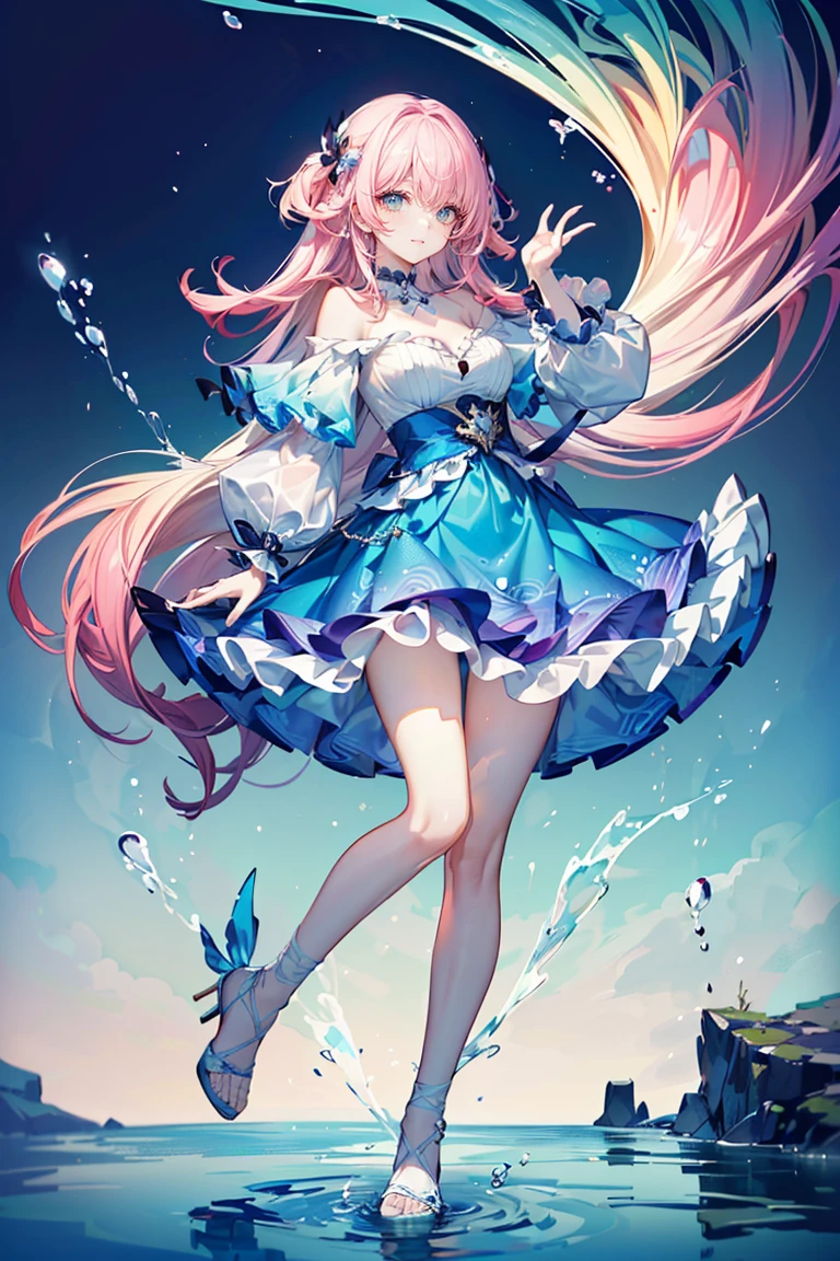 (masterpiece, highest quality, ultra high res, ultra detailed:1.3), 1 cute girl, ideal ratio body proportions, full body, (in snow globe:1.4), in container, (herbarium:1.2), (spherical glass), (floating), (zero gravity), (skirt floating up by buoyancy:1.2), solo focus, submerged, underwater, air bubble, bright lighting, spherical glass wall, pink medium hair, small breast, (white panties:1.4),