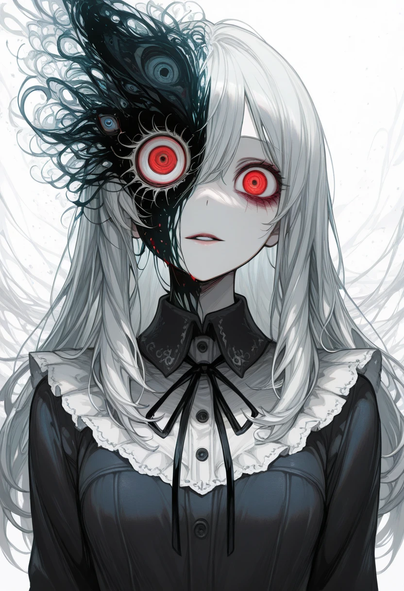 Close-up of a person holding a book with a creepy face., horror manga, horror illustration, horror wallpaper aesthetic, Junji, this work of art, horror!! Highly detailed, horror art, elegant horror artwork, ( ( ( horror art ) ) ), horror fantasy art, This is Junji's art style., detailed 4k horror artwork, nightmare illustration, horror concept art