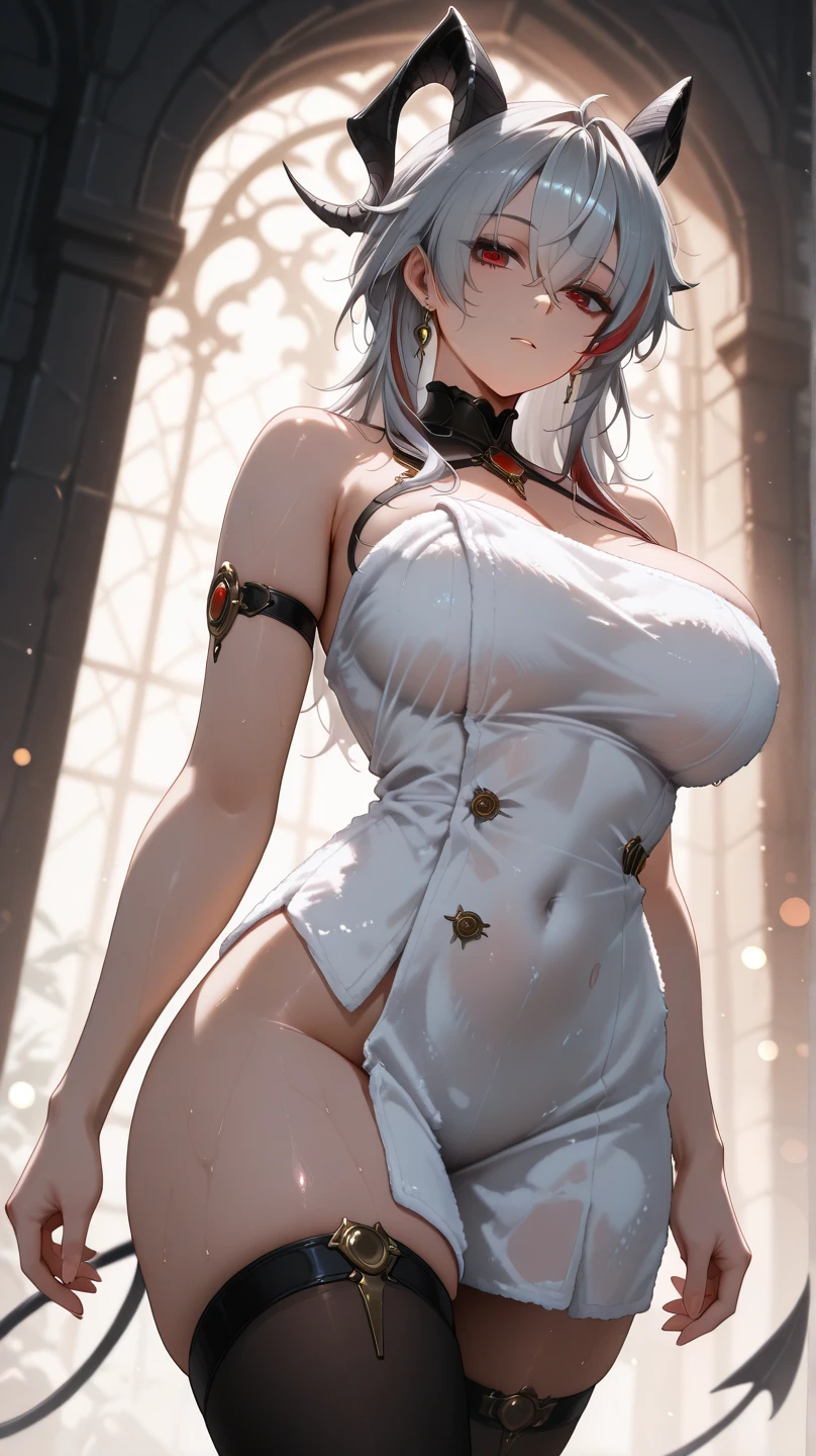 zombie's, undead , undead girl , shorth hair , long ripped dress , undead girl , all-body , undead , Long white ripped dress , Long and wide dress , breasts big, Shroud, at night , torn dress , undead features , sexual body , Mystery , look at spectator, She stands directly in front of the viewer., with hands down