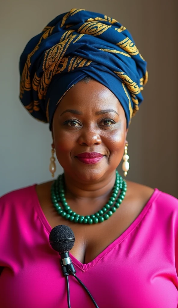 fotografia de uma mulher cigana, pele negra, com mais de 60 anos, (sitting at a tarot table), Pele texturizada, cabelo afro negro, vestido azul longo, with veil and lots of jewelry.